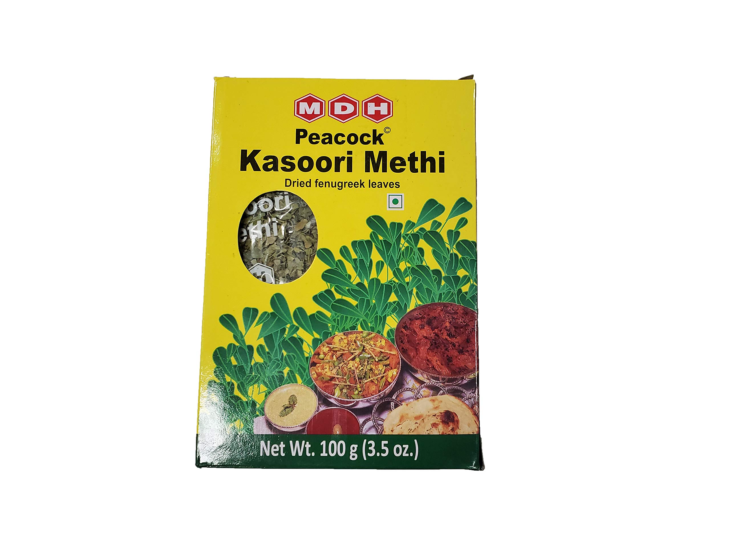 Sukhadia's Pantry Peacock Kasoori Methi - Premium Dried Fenugreek Leaves for Indian Cooking - 3.5oz Pack - Perfect for Curries, Dals & Biryani Recipes