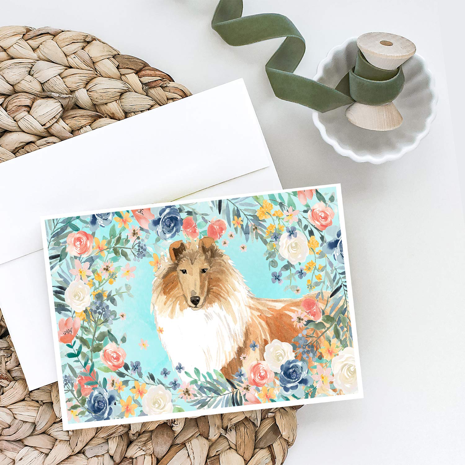 Collie Greeting Cards & Envelopes Set - Pack of 8 Blank A7 Note Cards (5x7 Inches) | Whimsical Dog Lover Stationery | Perfect for Birthdays, Thank You Notes & Special Occasions
