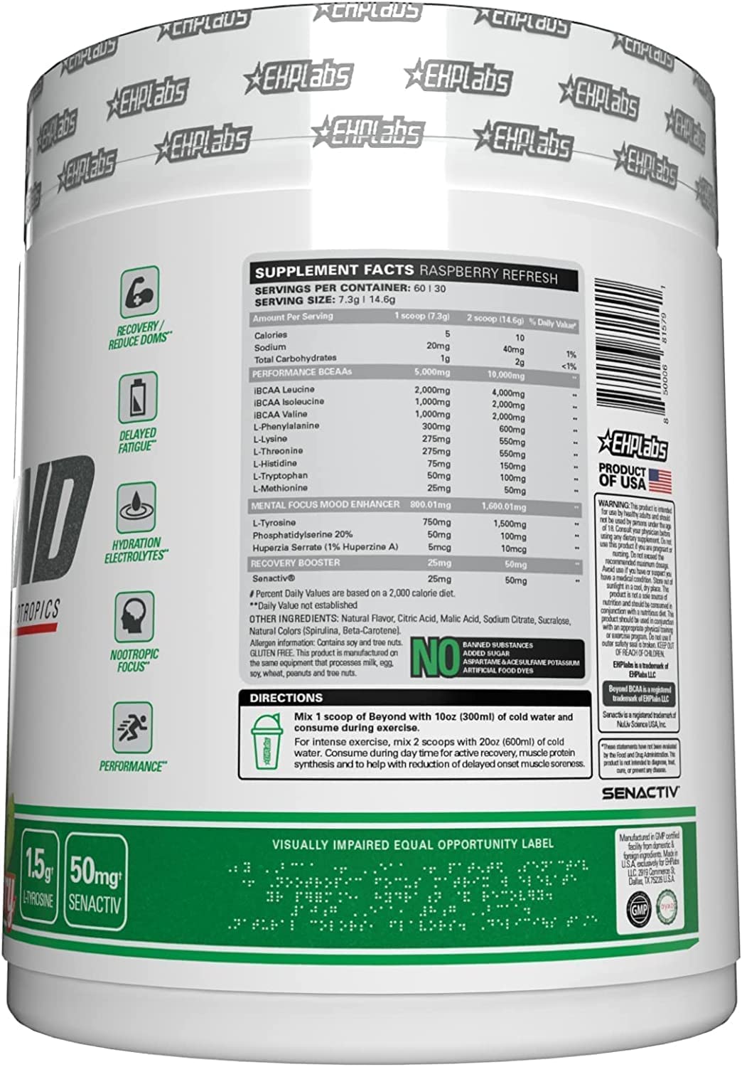 EHP Labs Beyond BCAA EAA 560g - Premium Amino Acid Supplement for Muscle Recovery & Endurance | Ideal for Workout, Fitness & Bodybuilding