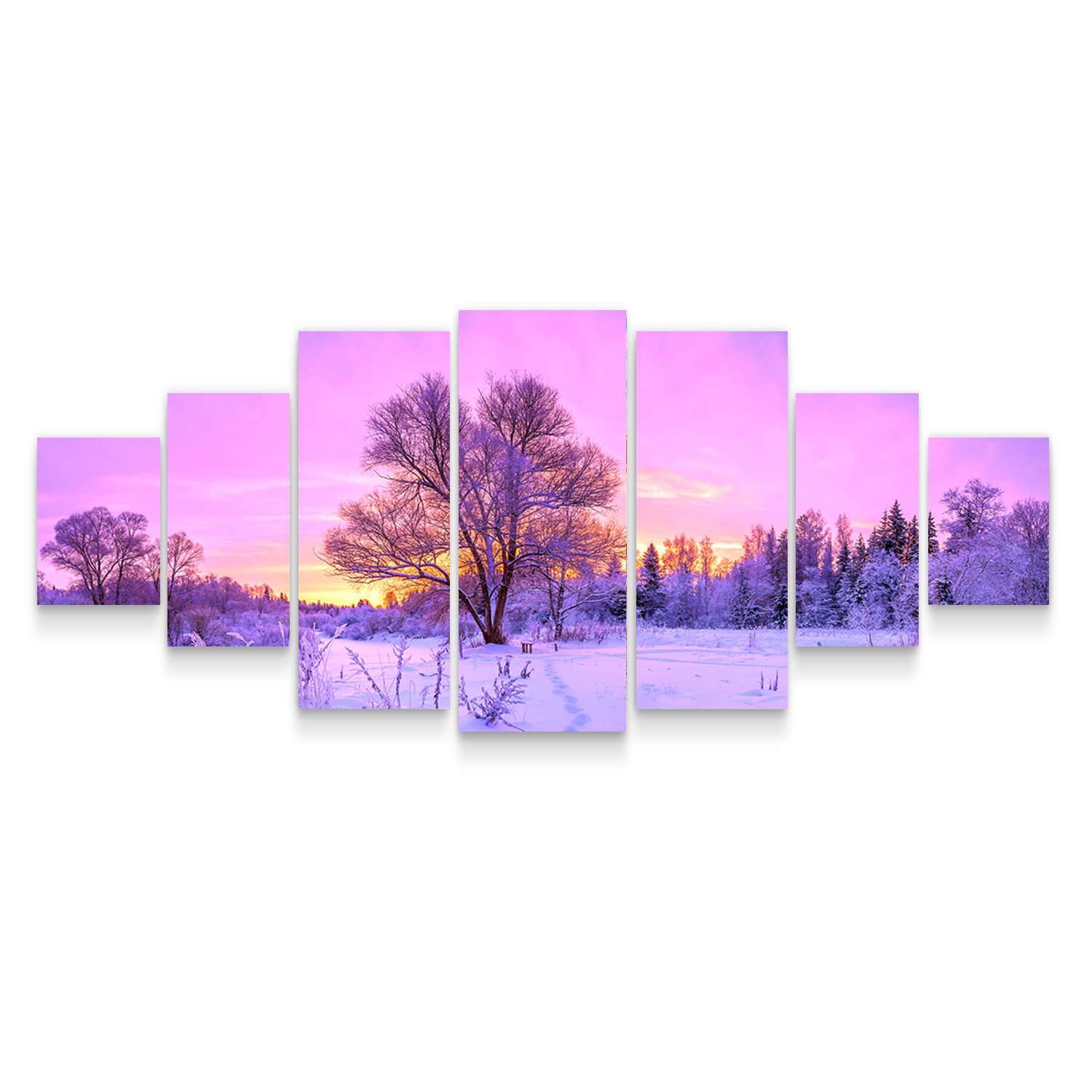 Startonight Large Canvas Wall Art - Frozen Tree in Snow Landscape - Modern Framed 7-Panel Set 40x95 Inches - Perfect for Living Room, Bedroom & Office Decor