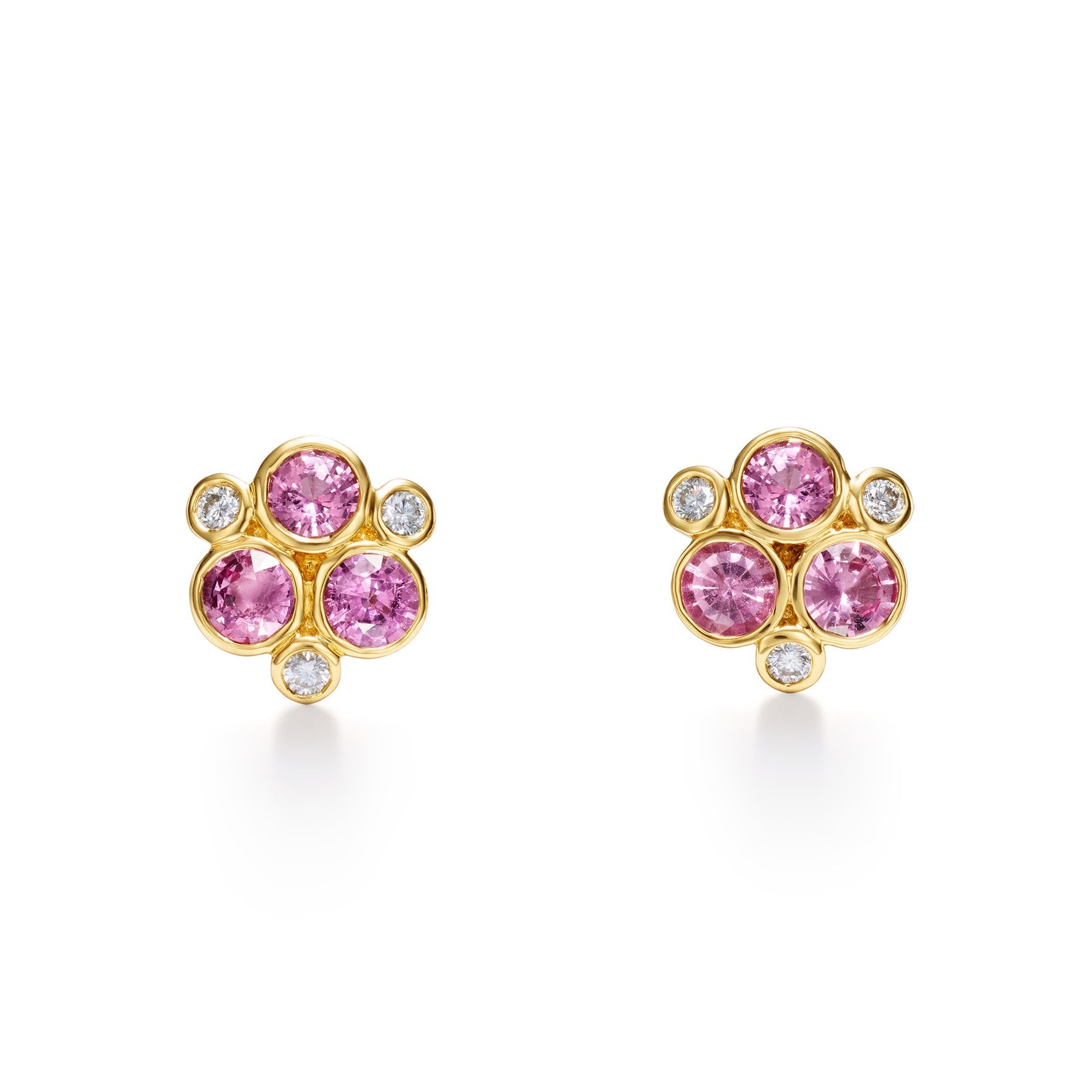 Temple St. Clair 14K Gold Pink Sapphire Trio Stud Earrings for Women | Elegant Gift for Anniversary, Birthday & Special Occasions | Perfect for Date Night, Weddings & Formal Events