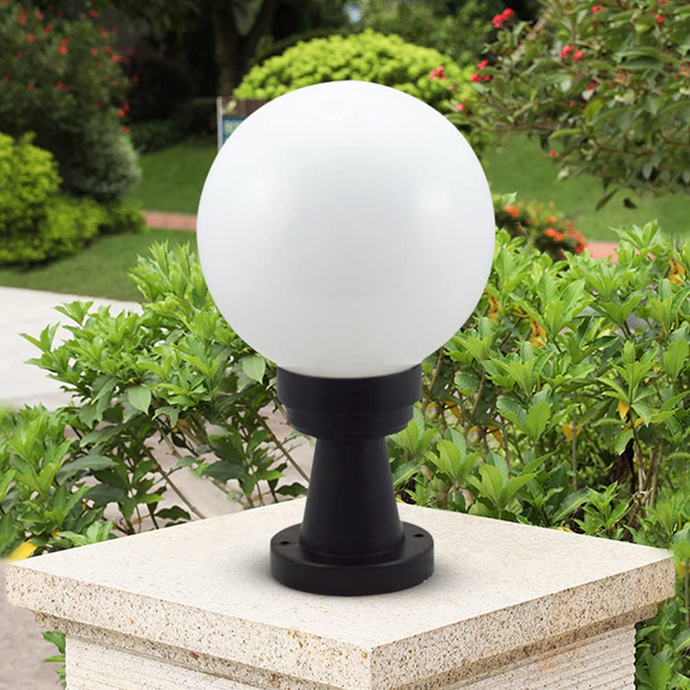 Kisangel 1pc White Acrylic Round Wall Lamp Globe Fixture - 15x15x15cm Replacement Lampshade Cover for Outdoor Light Post, Porch, Garden & Pathway Lighting