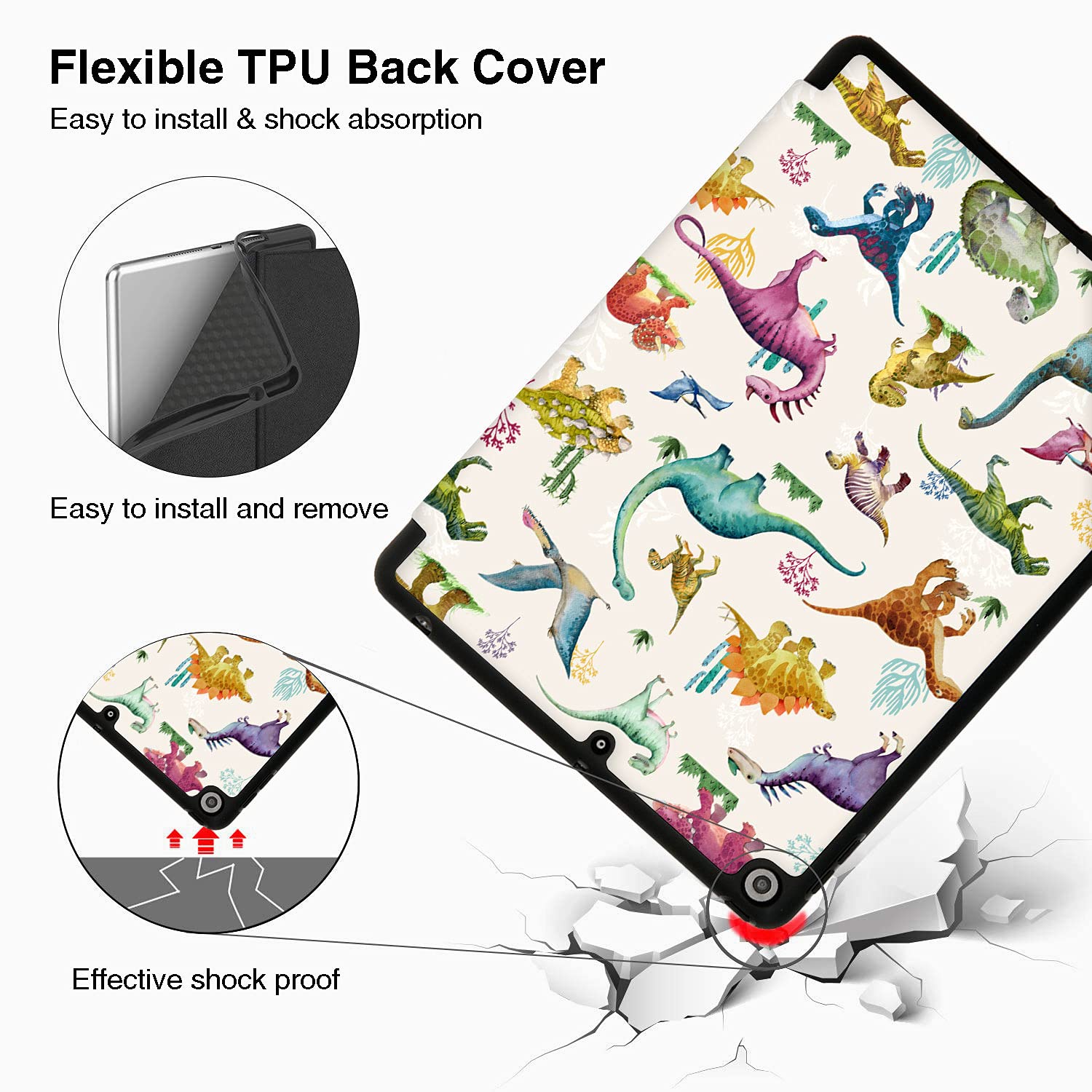 Durable Shockproof iPad Case for iPad 9th/8th/7th Gen (10.2-inch 2021/2020/2019 Models A2270 A2428 A2429 A2197 A2198 A2200) with Pencil Holder & Auto Sleep/Wake - Perfect for School, Work, and Travel Protection