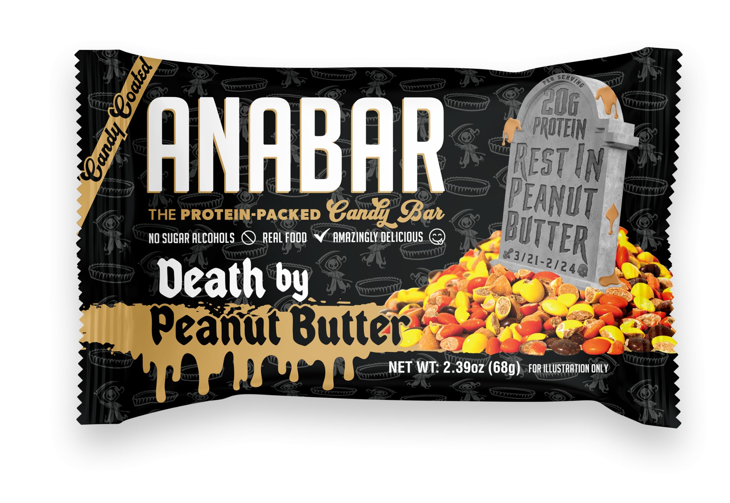Anabar High Protein Bar - 20g Protein, No Sugar Alcohols, Delicious Peanut Butter Flavor (12 Pack) - Perfect for Post-Workout Recovery, Healthy Snacking & On-the-Go Nutrition