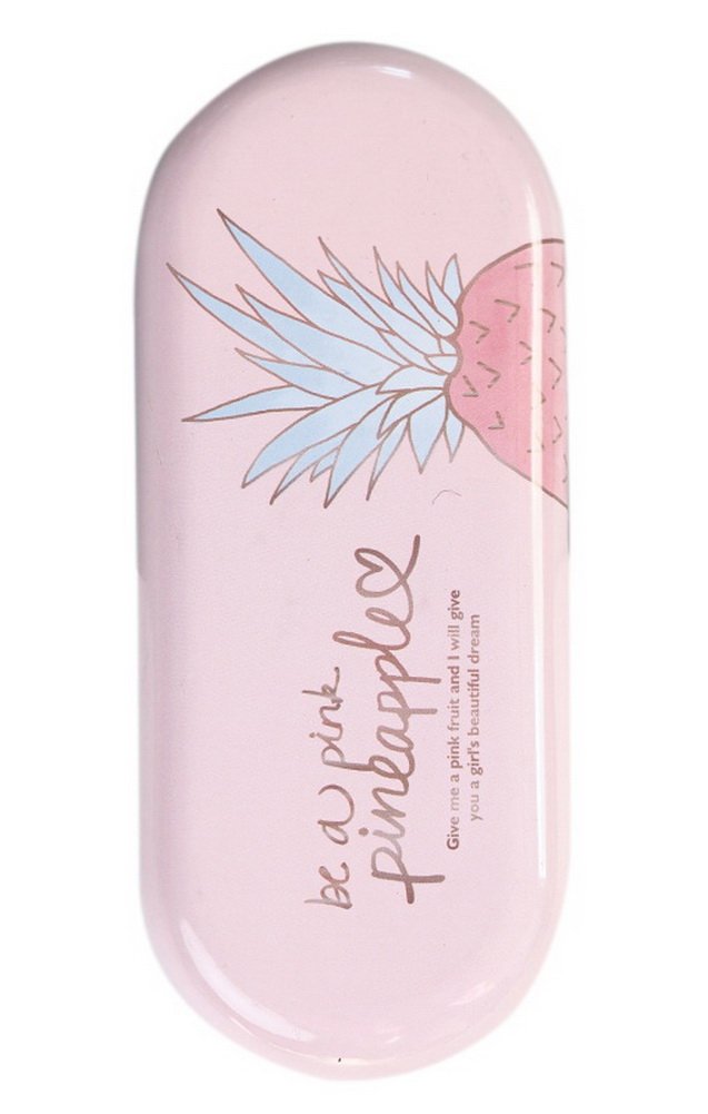 Creative Iron Simple Glasses Case with Pink Bottom & Pineapple Design - Durable Eyewear Storage for Women & Men - Perfect for Travel, Office, and Everyday Use
