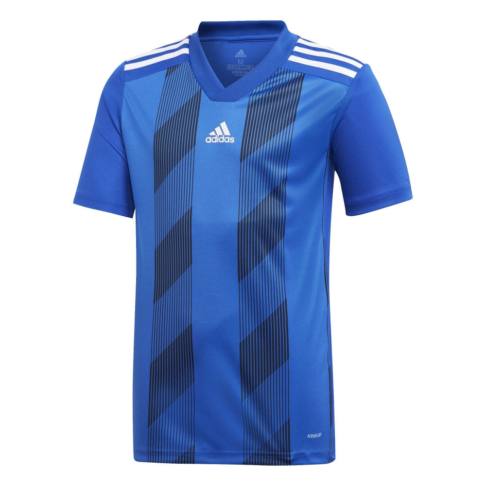 Adidas Youth Striped 19 Soccer Jersey - Blue & White Reversible Team Uniform for Boys & Girls - Perfect for Games, Practice & Fan Wear
