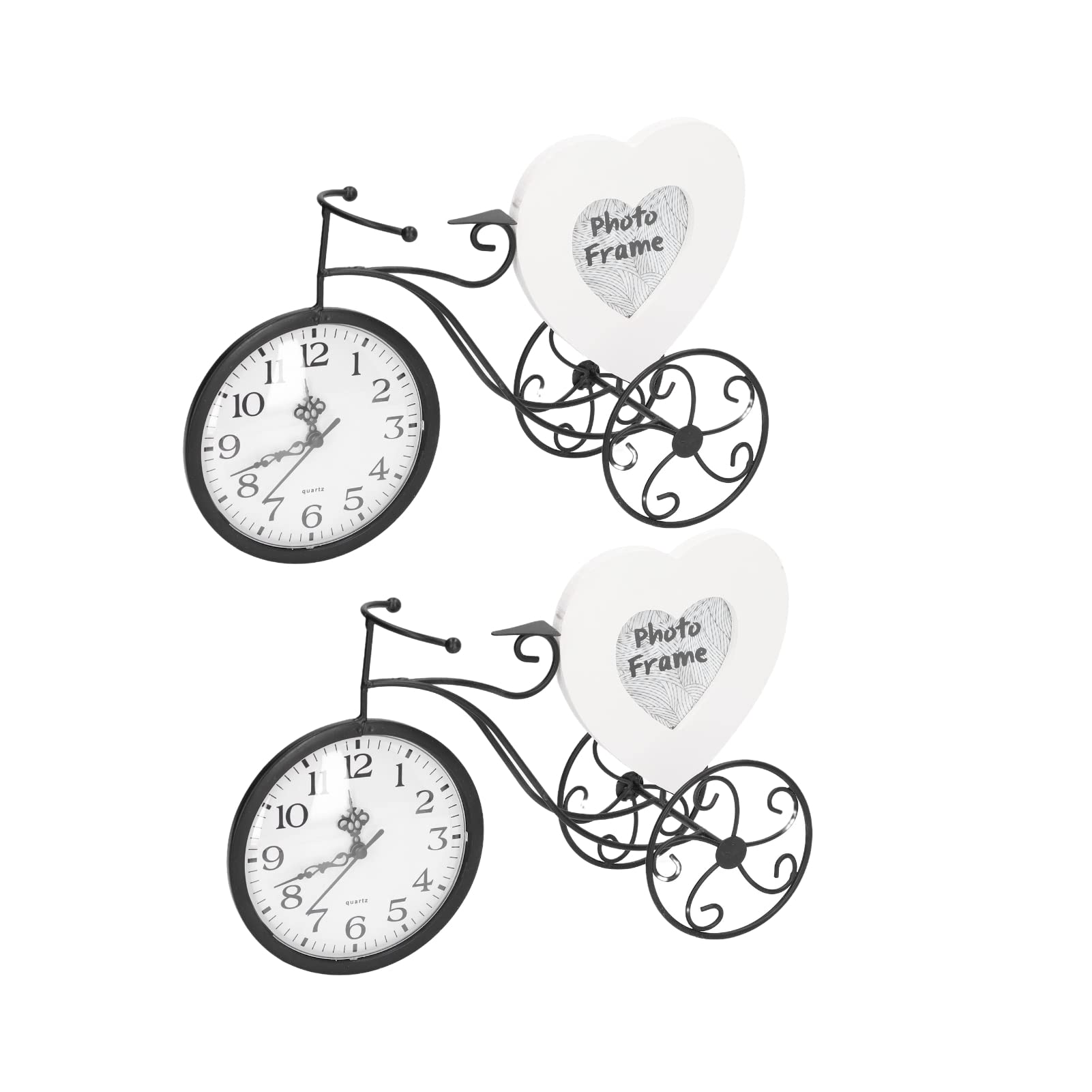Vintage Bike Decor Desk Clock - 2Pcs Metal Bicycle Figurine Alarm Clock, Miniature Bike Model for Home Office Decor | Perfect Gift for Cyclists, Bike Lovers & Home Decoration