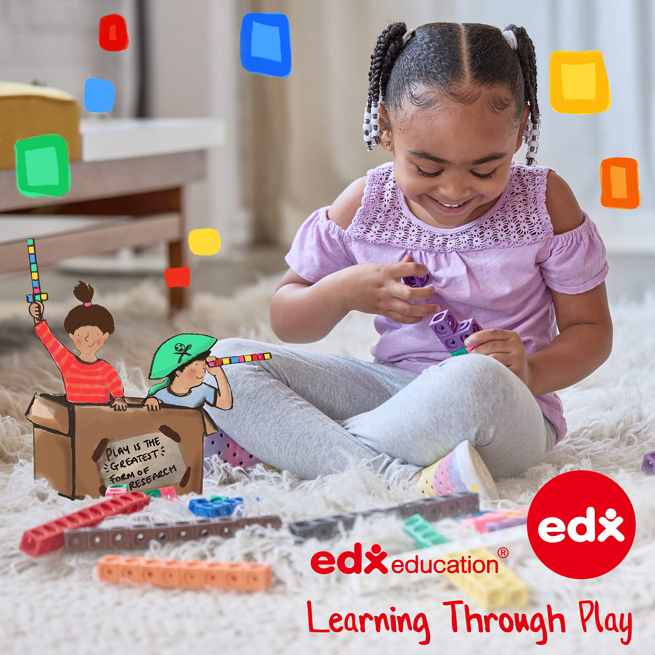 Edx Education Step-a-Logs - Stackable Balance Beams for Kids - Indoor & Outdoor Gross Motor Skills Toys - Coordination Building Exercise Equipment for Playrooms, Backyards & Preschools