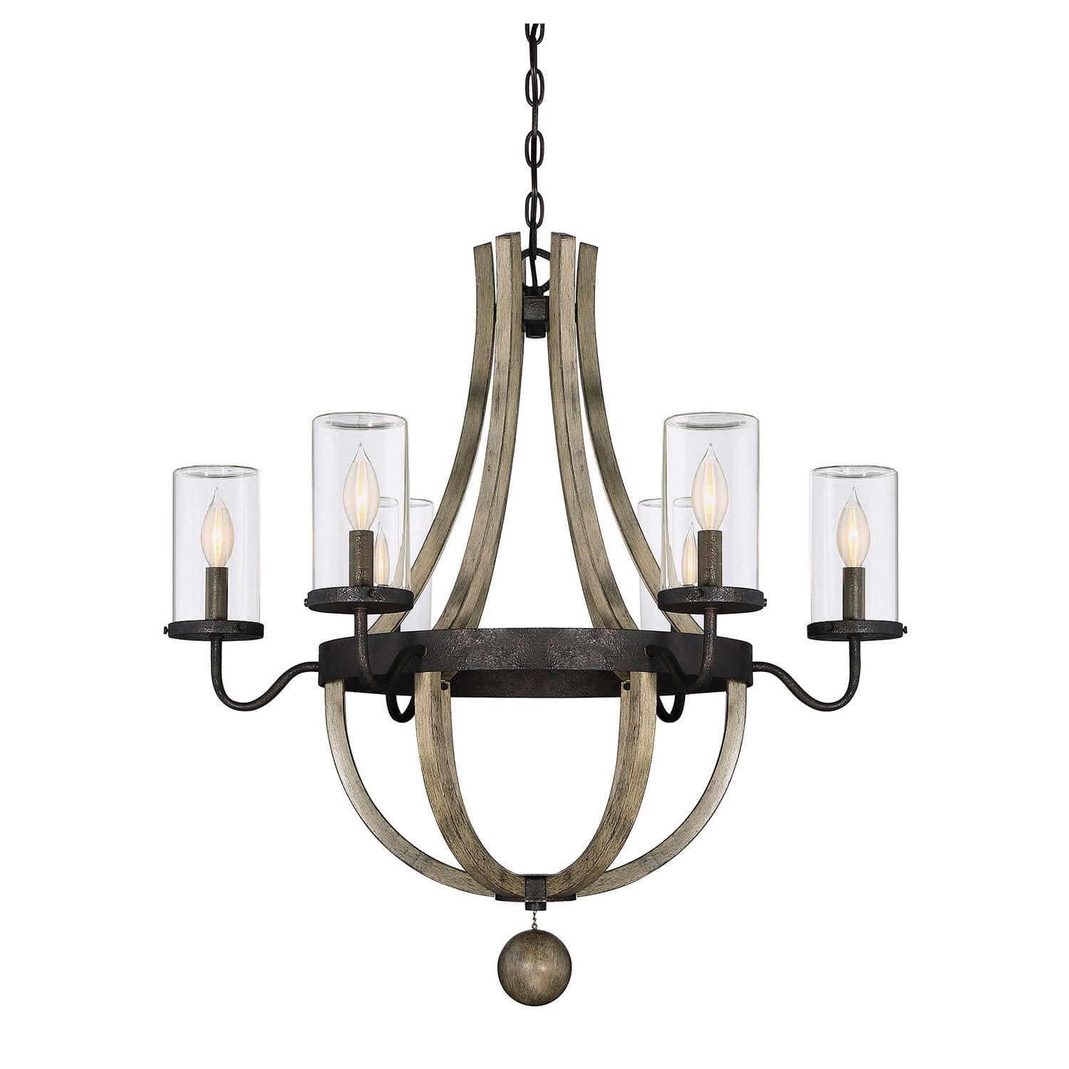 251 First Afton Grey 6-Light Outdoor Chandelier - Elegant Patio Lighting for Garden, Porch, and Backyard Decor