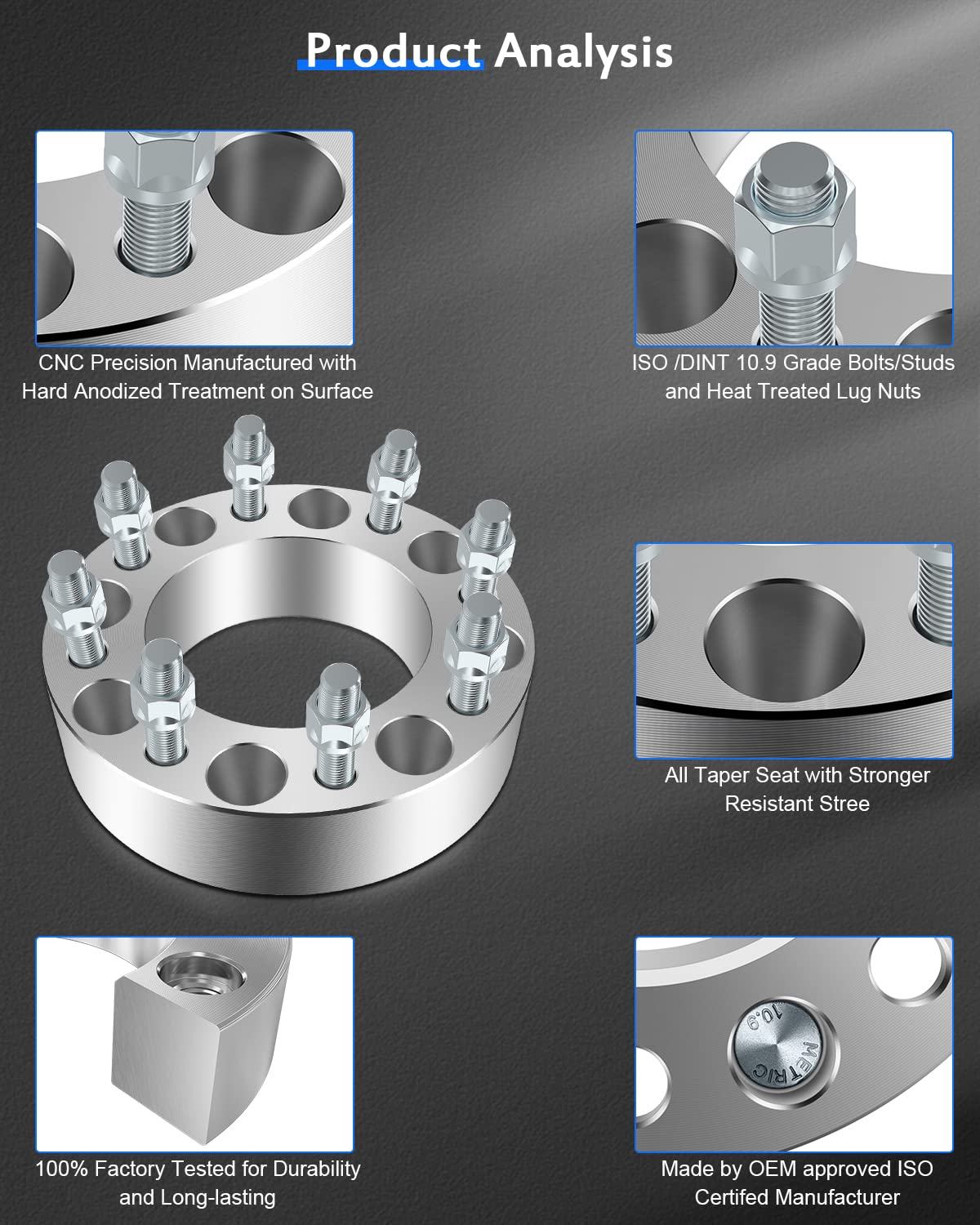 ECCPP 4PCS 2 Inch Wheel Spacers 50mm 8x6.5 to 8x6.5 117mm CB - Compatible with 2002-2004 Chevrolet Silverado 3500, 2008-2010 Chevrolet Silverado 3500 HD, 2001-2009 Chevrolet Suburban 250 - Enhance Vehicle Stability & Off-Road Performance