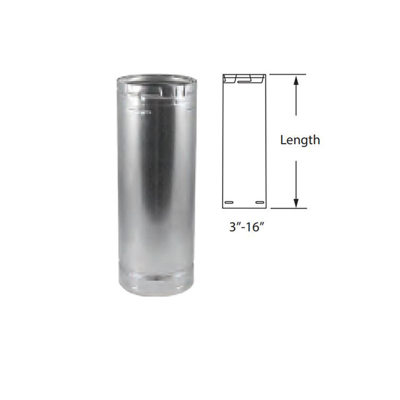 3 X 18 Inch Round Rigid Type B Gas Vent Pipe - 3BV18 - Durable Stainless Steel Flue Pipe for Water Heaters, Furnaces & Boilers - Perfect for Residential & Commercial HVAC Systems
