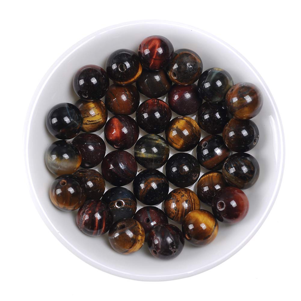 8mm Natural Tricolor Tiger Eye Stone Beads - Round Loose Gemstone for Jewelry Making, DIY Crafts, Energy Healing & Spiritual Use - 15