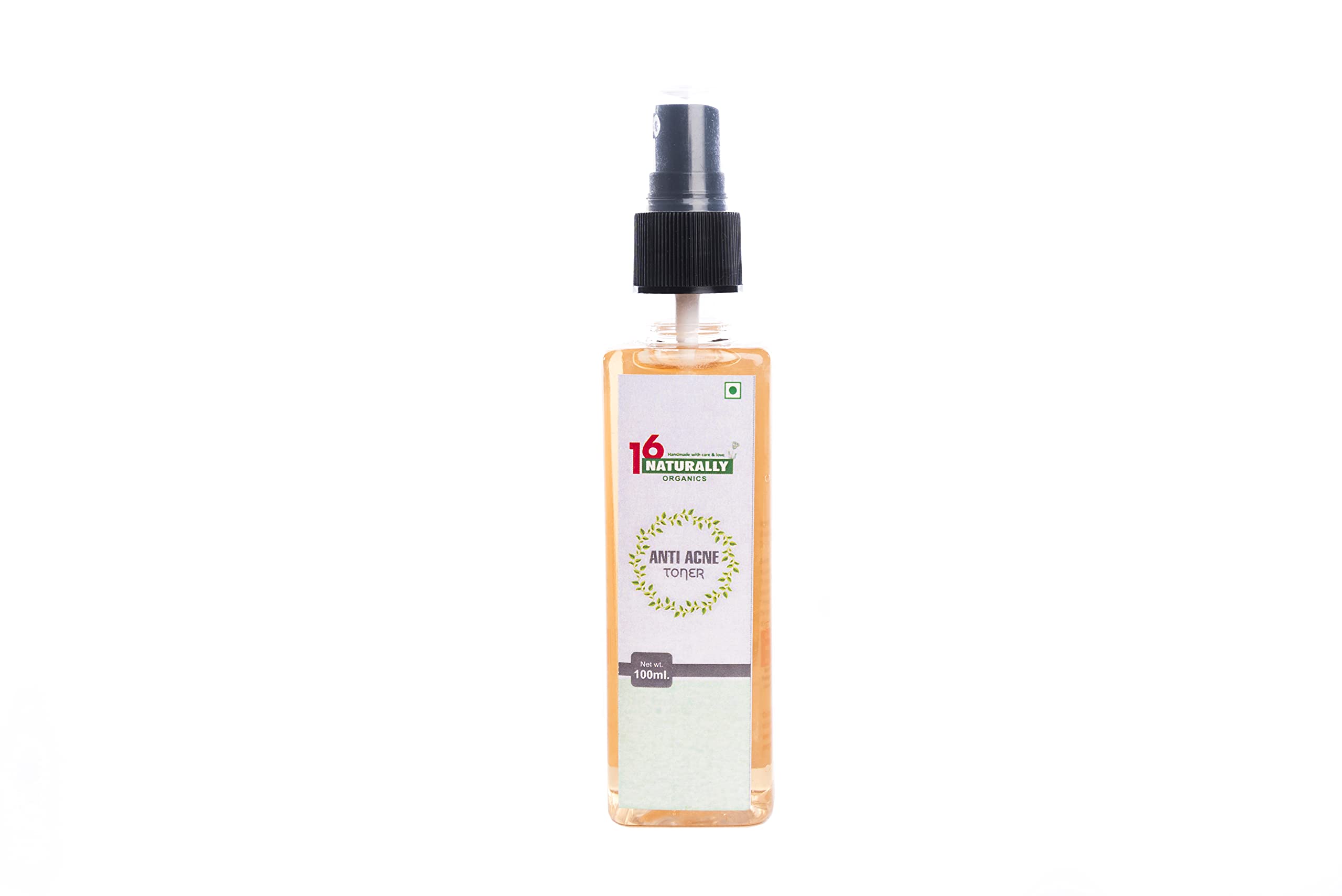 16 NATURALLY Organics Green Tea Anti-Acne Toner - 100ml for Healthy, Fresh & Clear Skin | Gentle Facial Treatment for Oily, Acne-Prone & Sensitive Skin | Daily Skincare Routine & Post-Workout Refresh