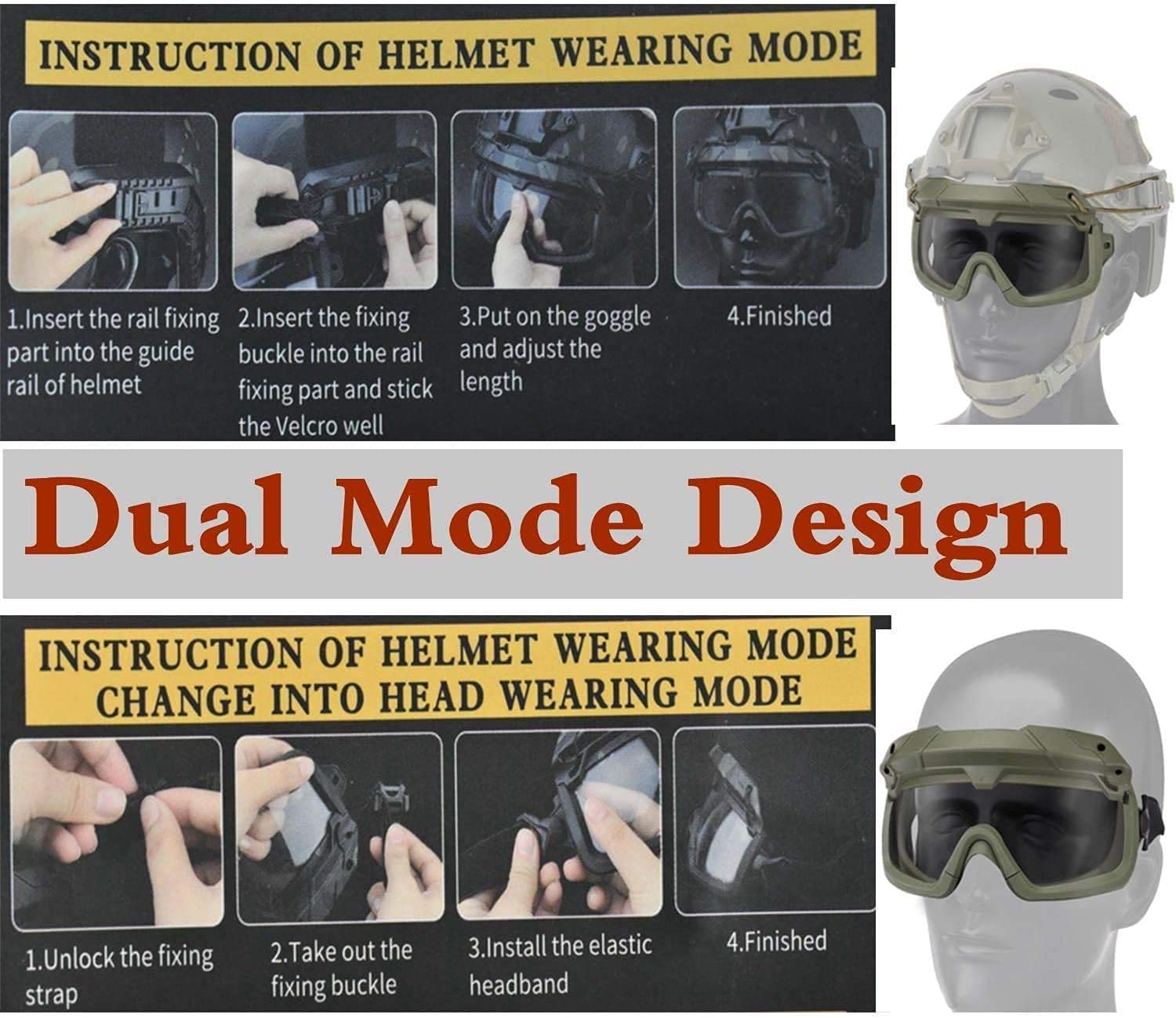 Tactical Airsoft Helmet with Half Face Mask & 3D Split Safety Goggles - Military Style Protective Gear for Airsoft, Paintball, Hunting, CS Games & Role-Playing Scenarios