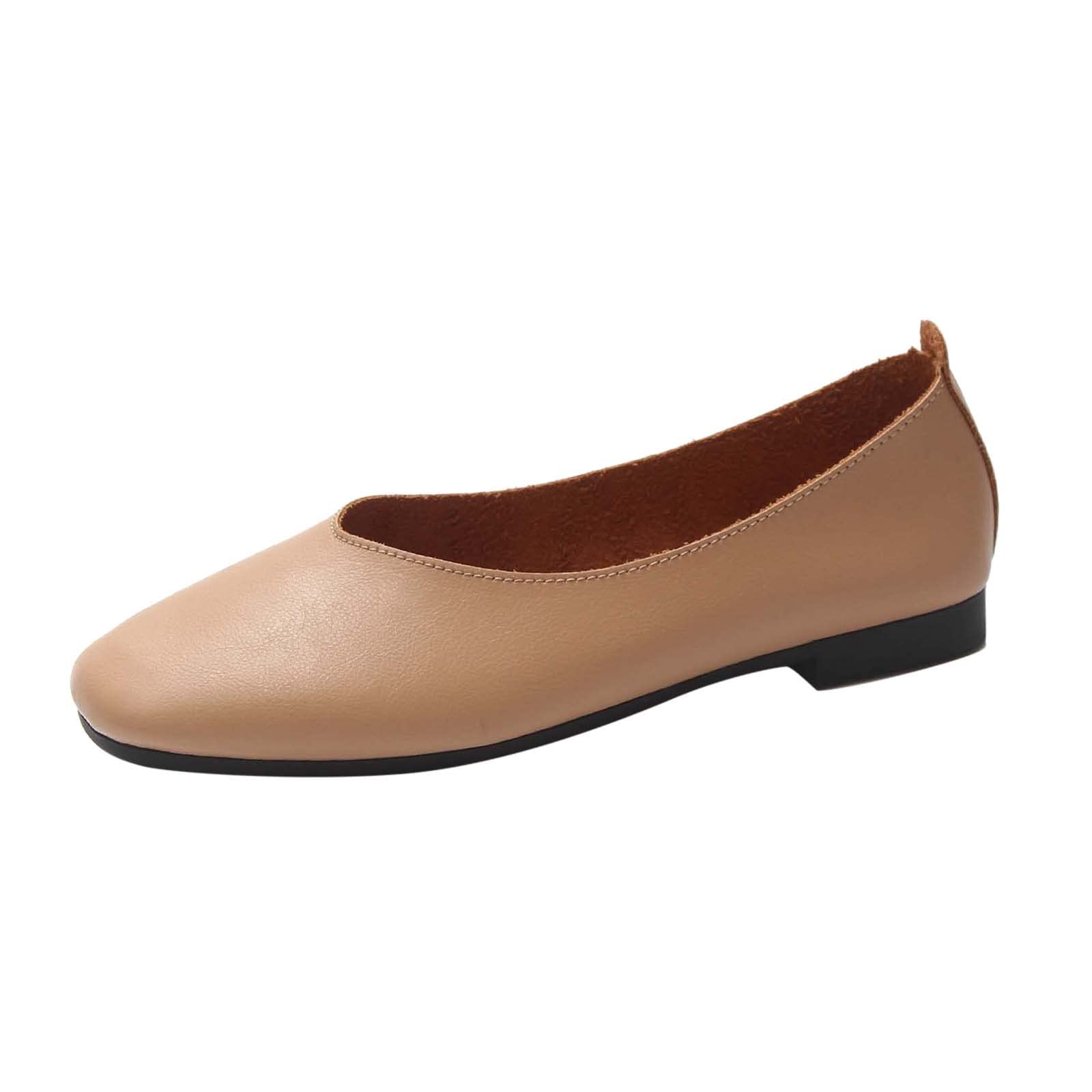 Women's Casual Shoes for Spring & Summer - Low Heel Comfortable Flats with Soft Sole | Solid Color Dressy Shoes for Everyday Wear, Office & Outings