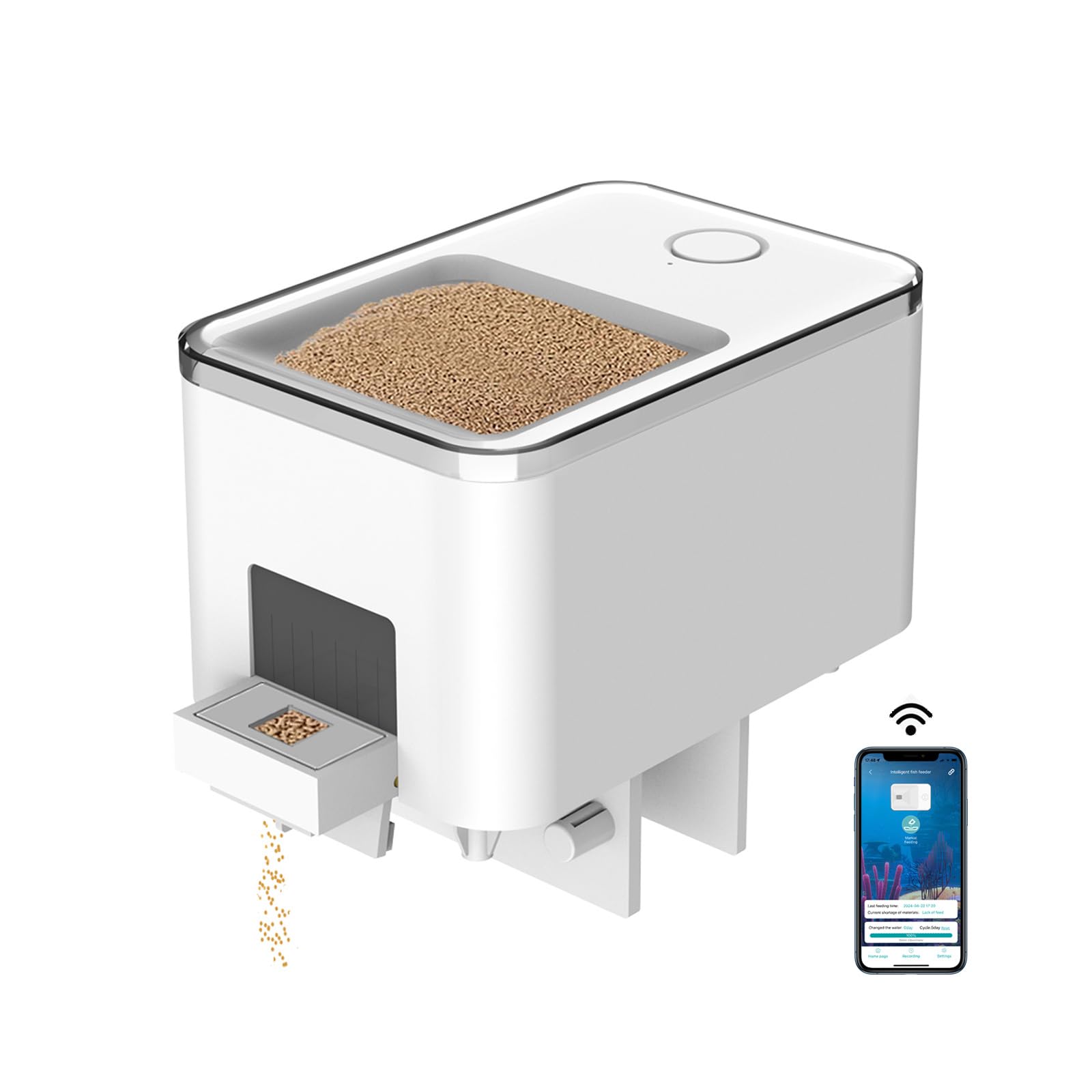 Automatic WiFi Fish Feeder for Aquarium - Smart App Controlled Fish Food Dispenser with Timer & USB Power - Perfect for Pelleted Fish Food - Ideal for Vacation Care & Daily Feeding