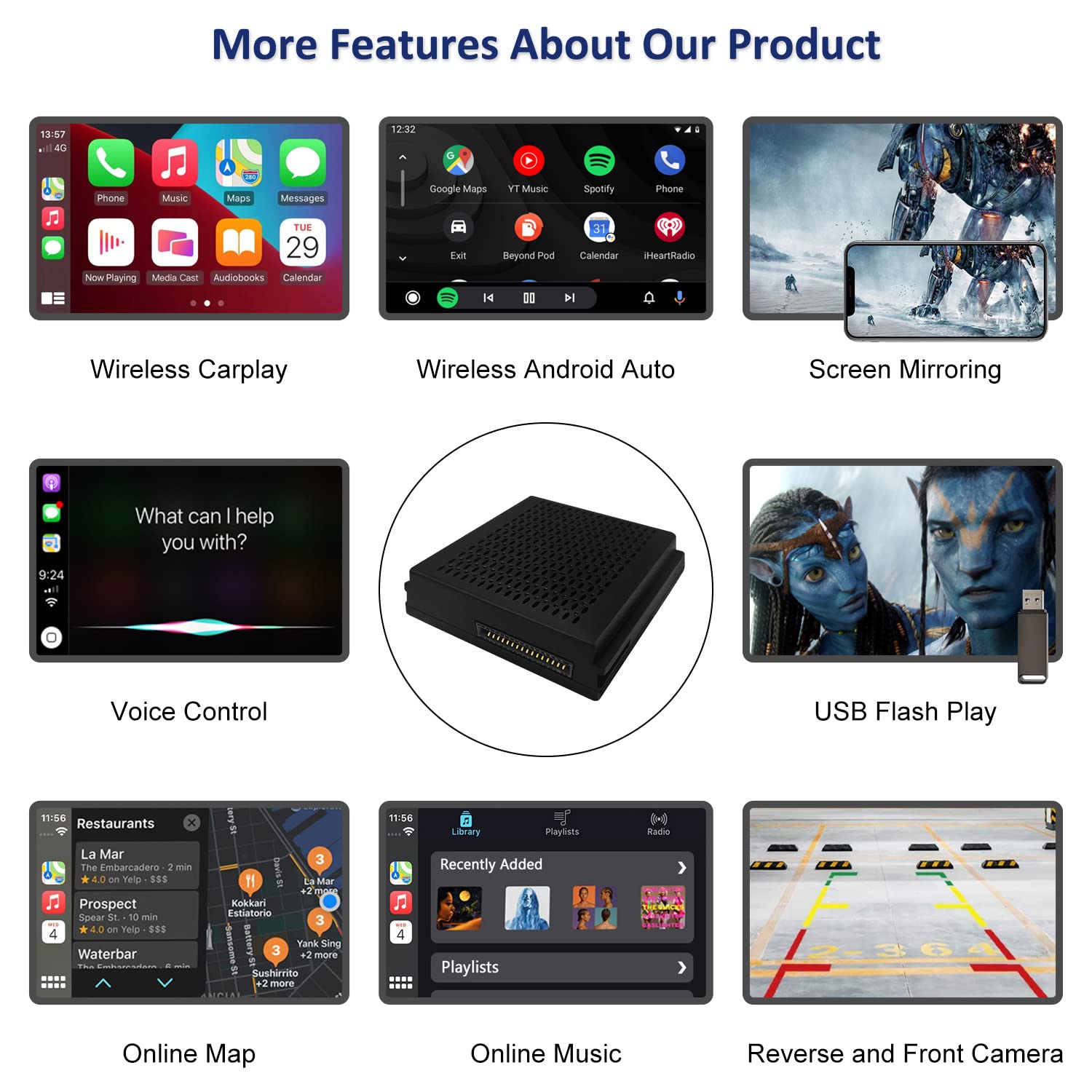 Road Top Wireless CarPlay & Android Auto Adapter for Mercedes Benz A/B/C/E/CLA/GLA/GLK/ML/SLD 2012-2015 with NTG4.5 System - Bluetooth, Navigation, Mirror Link, Siri Support - Perfect for Hands-Free Driving & Seamless Smartphone Integration