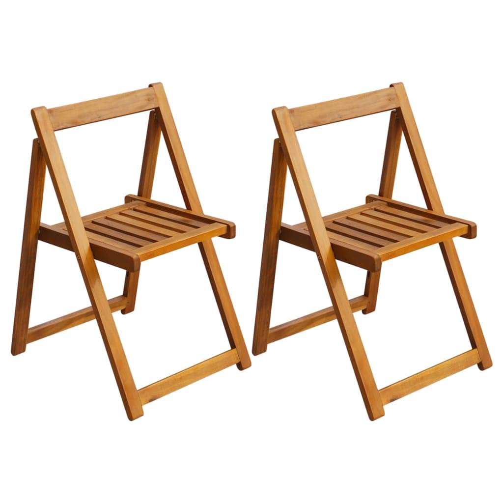 FAMIROSA 2-Pack Folding Garden Chairs - Solid Acacia Wood Patio Furniture for Outdoor, Backyard, Poolside & Beach Use