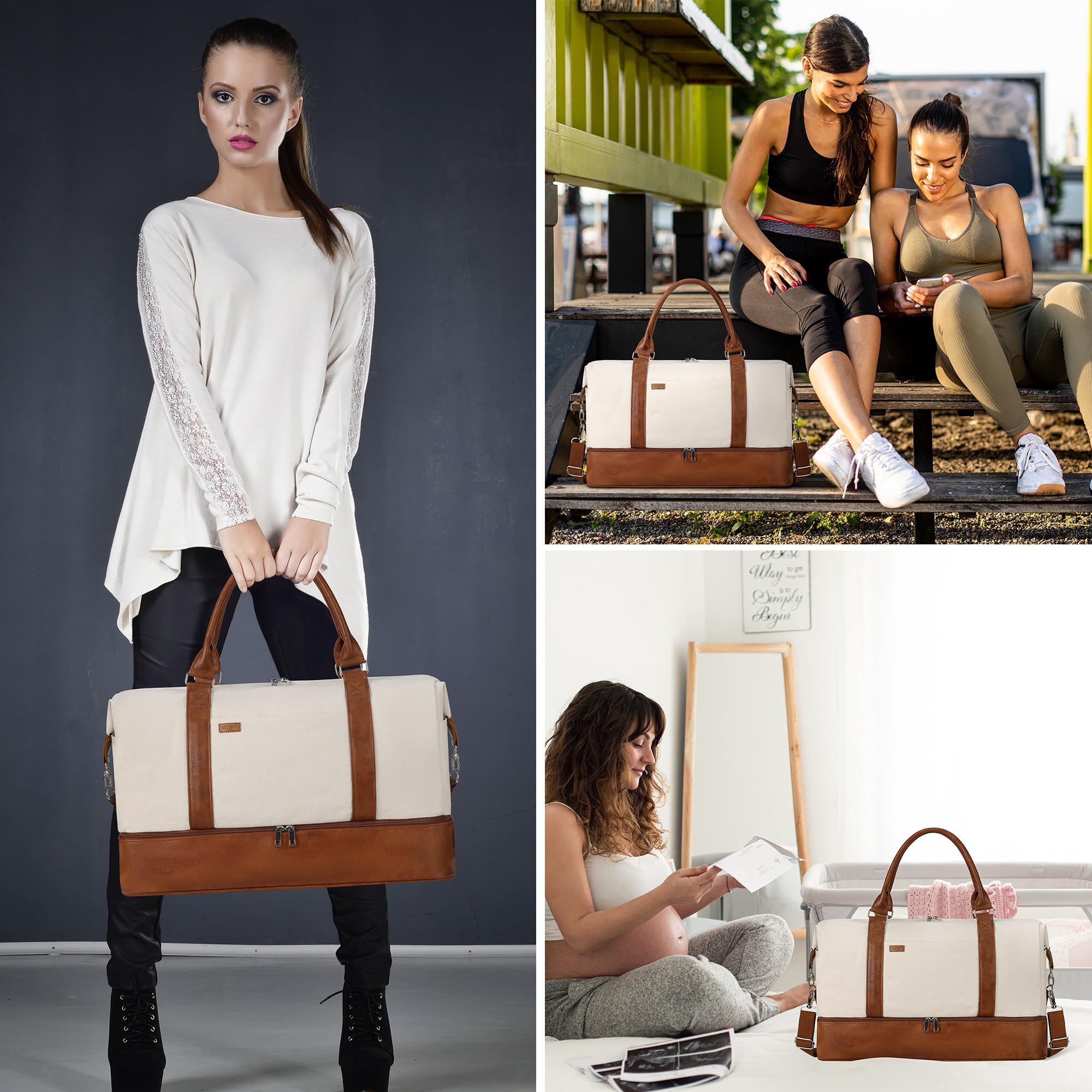 Stylish Weekender Bag for Women with Shoe Compartment - Large Capacity Travel & Overnight Bag - Perfect for Weekend Getaways, Gym Trips & Business Travel