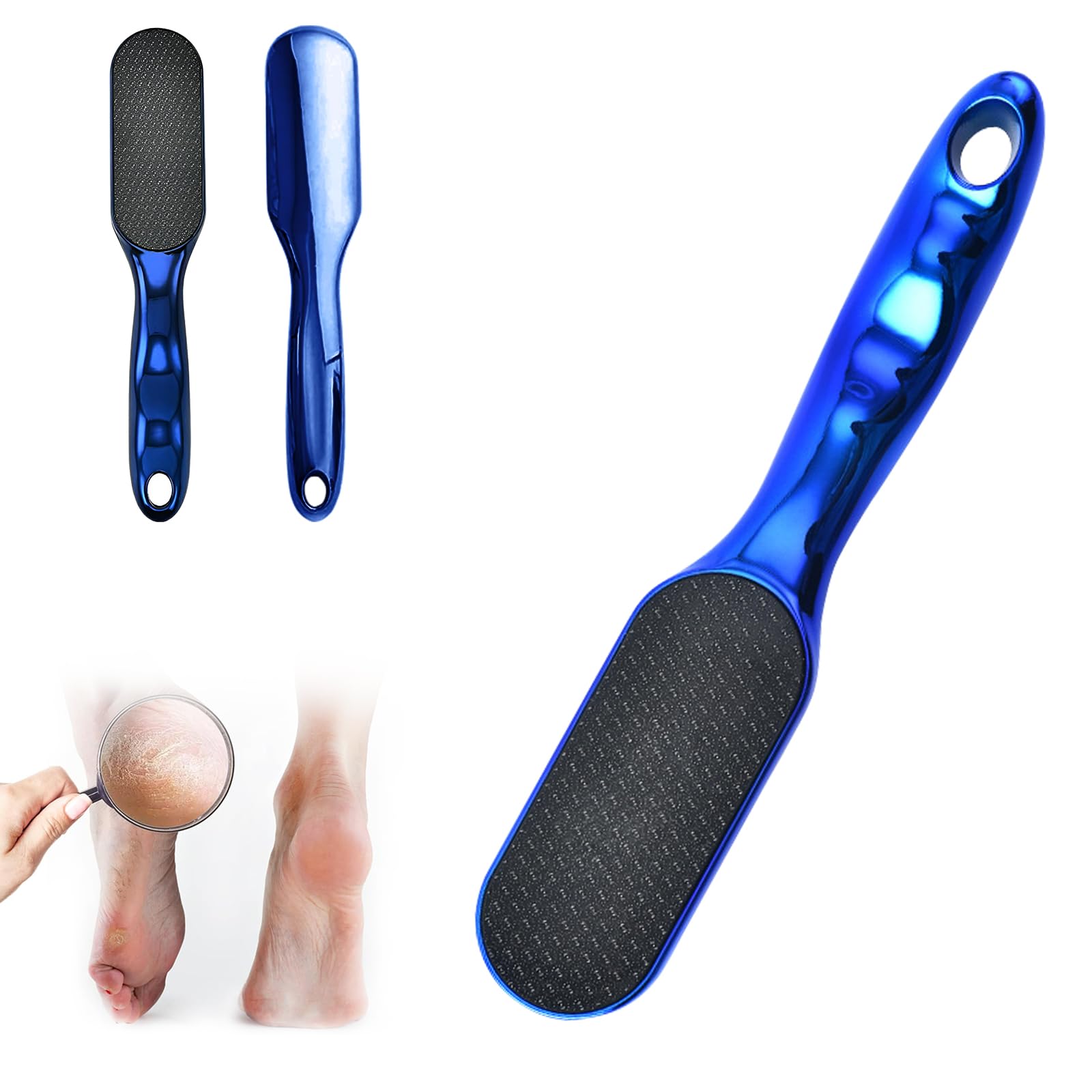 Premium Nano Glass Foot File - Remove Hard Skin & Callus, Wet & Dry Use, Compact Reusable Heel Scraper for Smooth Feet - Perfect for Pedicures, At-Home Foot Care & Spa Treatments (Blue)