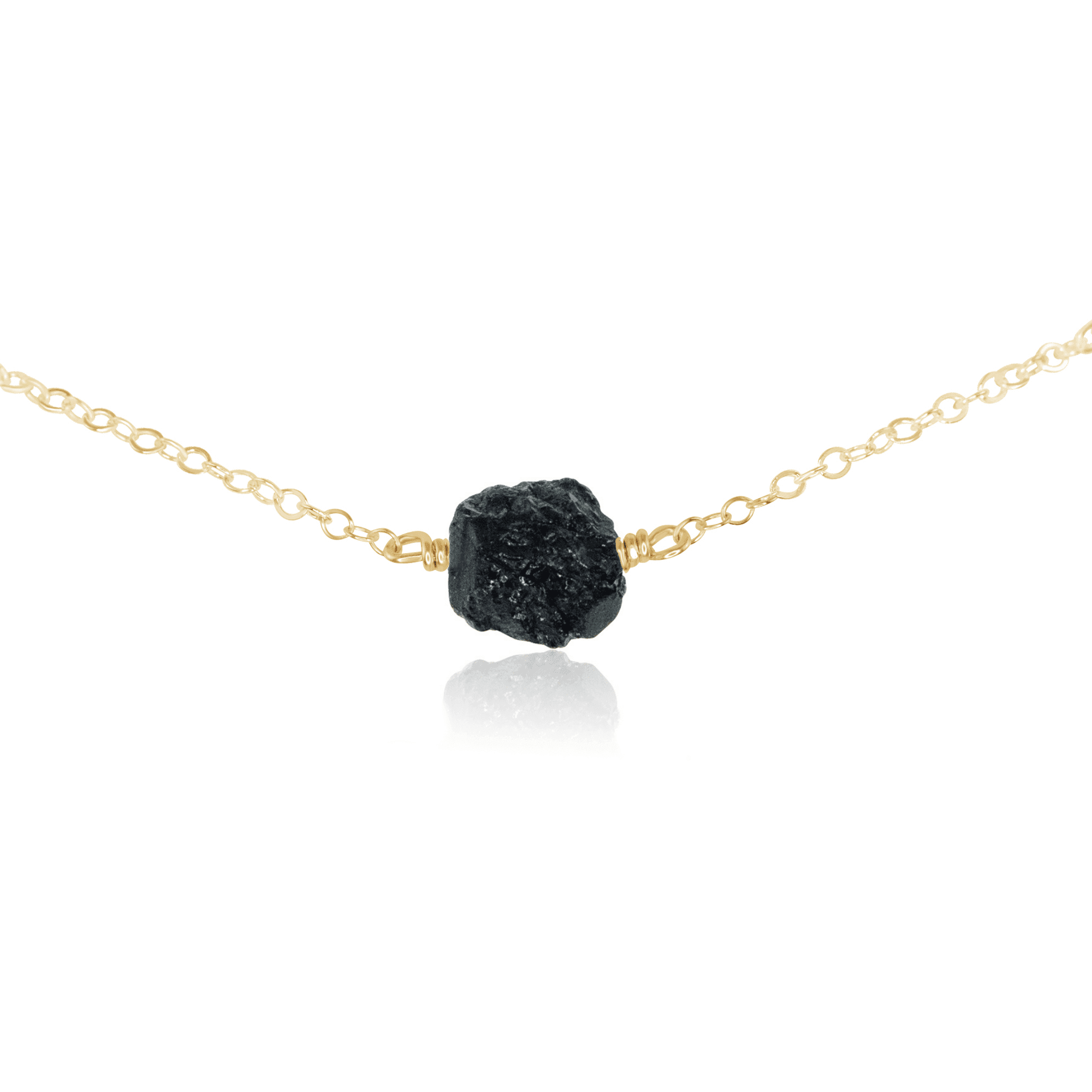 Natural Tiny Raw Black Tourmaline Crystal Nugget Choker Necklace - Healing Stone Jewelry for Protection & Energy Cleansing | Perfect for Meditation, Yoga & Spiritual Practices