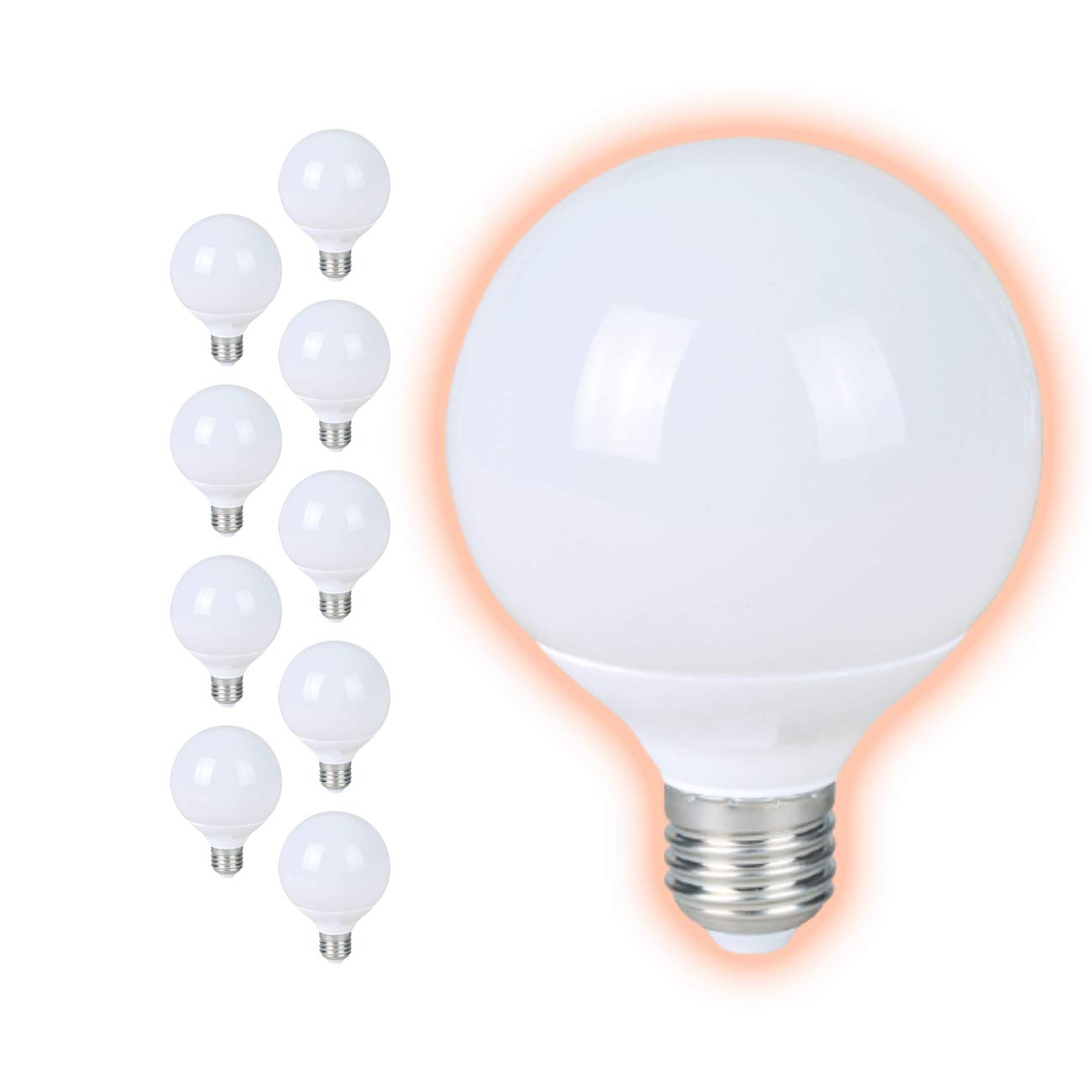 GoodBulb 15-Watt Frosted G25 LED Light Bulbs - E26 Medium Base - 2700K Warm White - 820 Lumens - Pack of 10 - Energy Saving Restaurant Lighting for Cafes, Diners & Home Decor