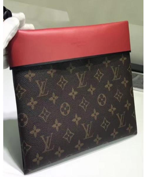Authentic Louis Vuitton Pochette Tuileries Monogram Coated Canvas Handbag in Red - Perfect for Evening Parties, Date Nights & Luxury Fashion Accessories