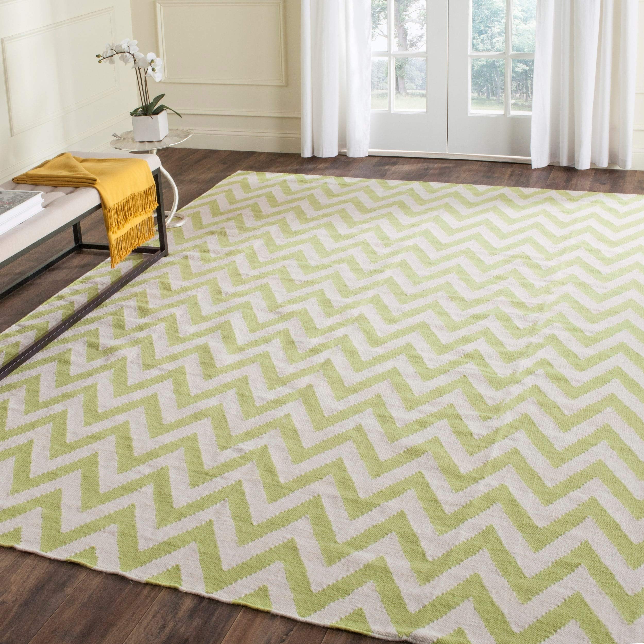 Safavieh Dhurries Blue Ivory 8x10 Feet Area Rug - Soft Handmade Cotton Dhurrie for Living Room, Bedroom & Dining Room Decor