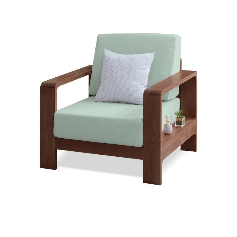 Oak Solid Wood Modern Fabric Sofa - Contemporary Living Room Furniture for Small Spaces & Apartments | Durable & Stylish Home Decor