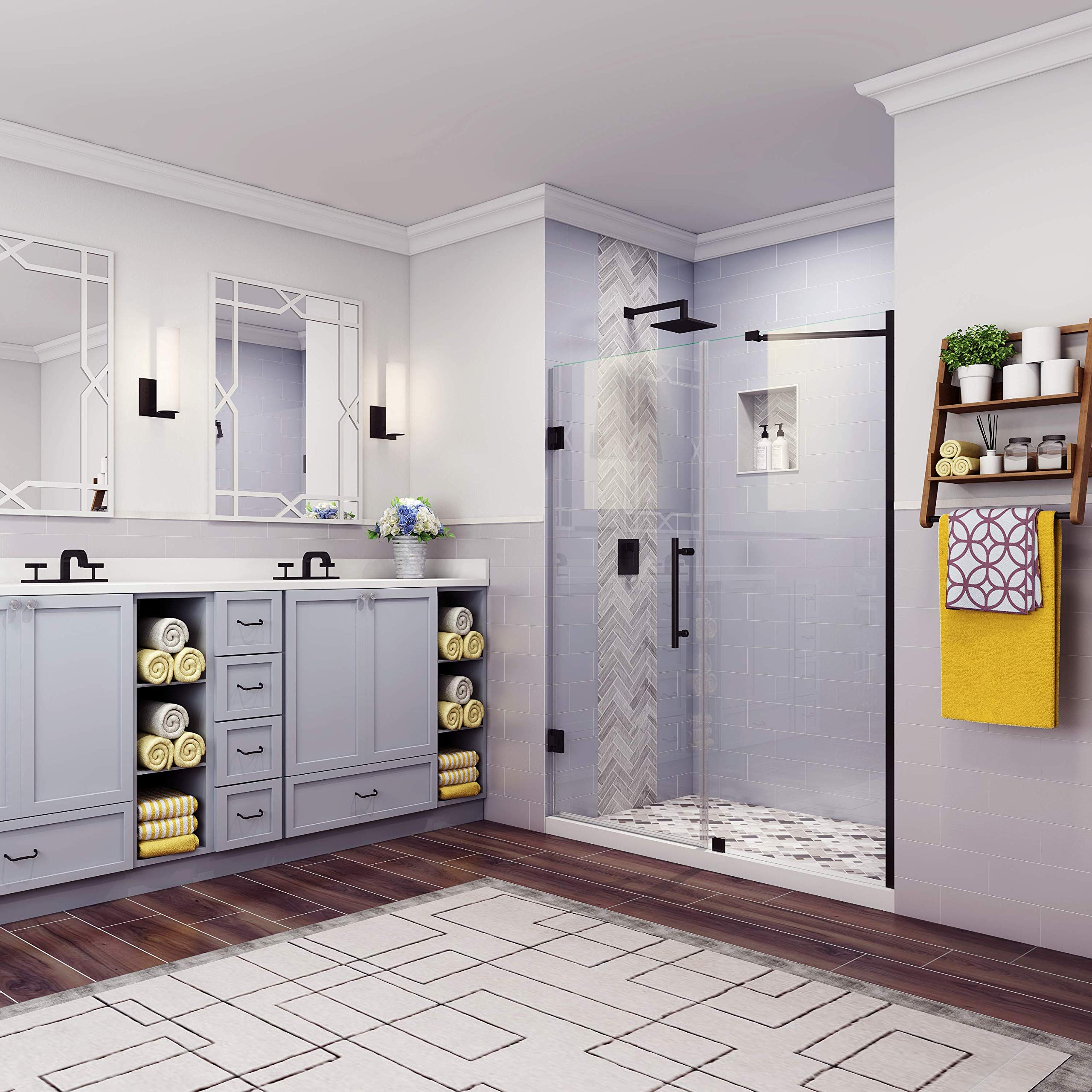Aston SDR965EZ-MB-5622-10 Frameless Matte Black Shower Door - 22