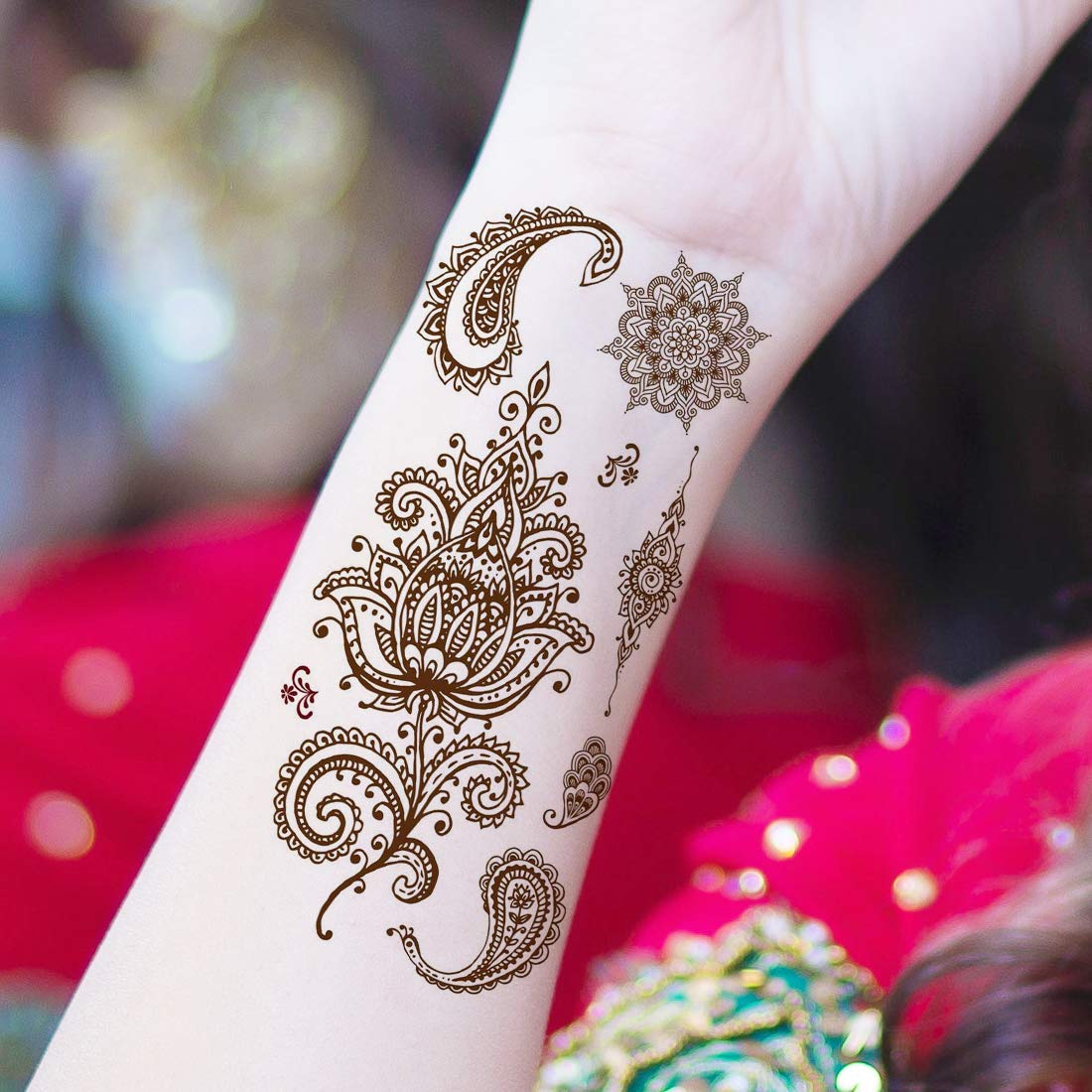 Voorkoms® Mehndi Tattoo Kit - Waterproof Temporary Henna Body Art Stickers for Hands & Feet - Perfect for Weddings, Festivals & DIY Body Decoration