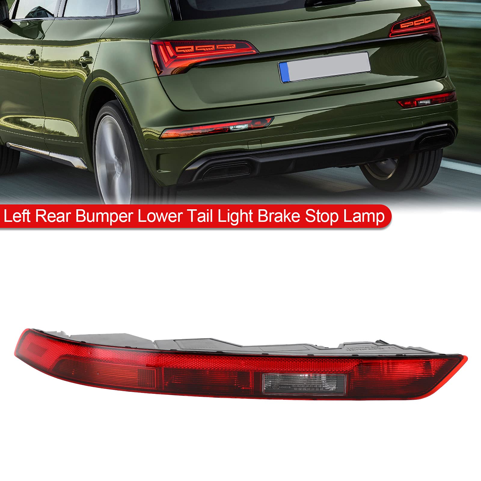 Areyourshop Car Left Rear Bumper Taillight & Brake Stop Lamp - Compatible with Audi Q5 2018-2021 (Part #80A945069A) | Durable Replacement for Enhanced Safety & Night Visibility