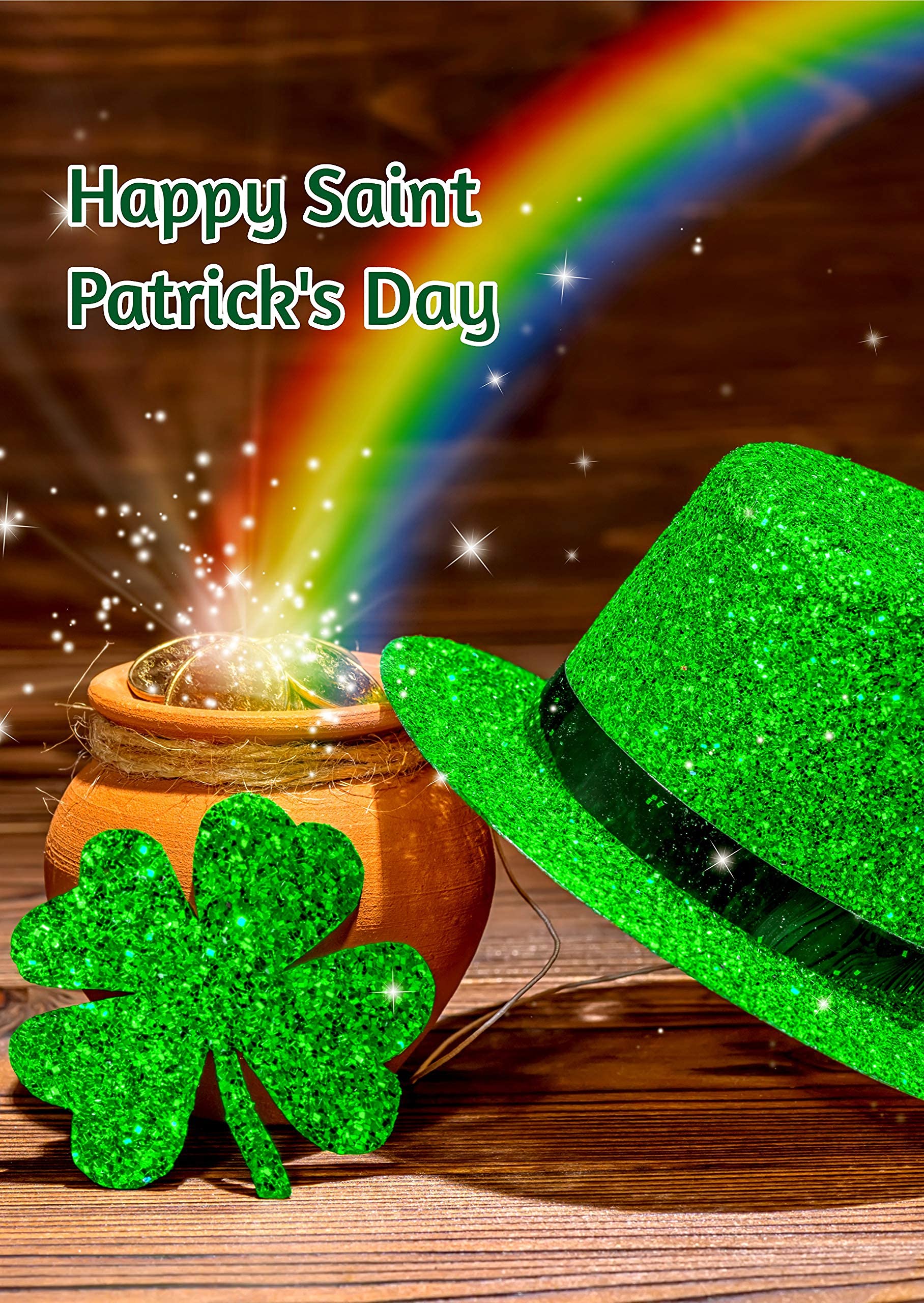 St. Patrick's Day Garden Flag - Double Sided 12x18 Inch Leprechaun Pot of Gold Irish Flag with Shamrock & Rainbow Design - Perfect for Outdoor Decor, Yard Signs, and St. Patrick's Day Celebrations