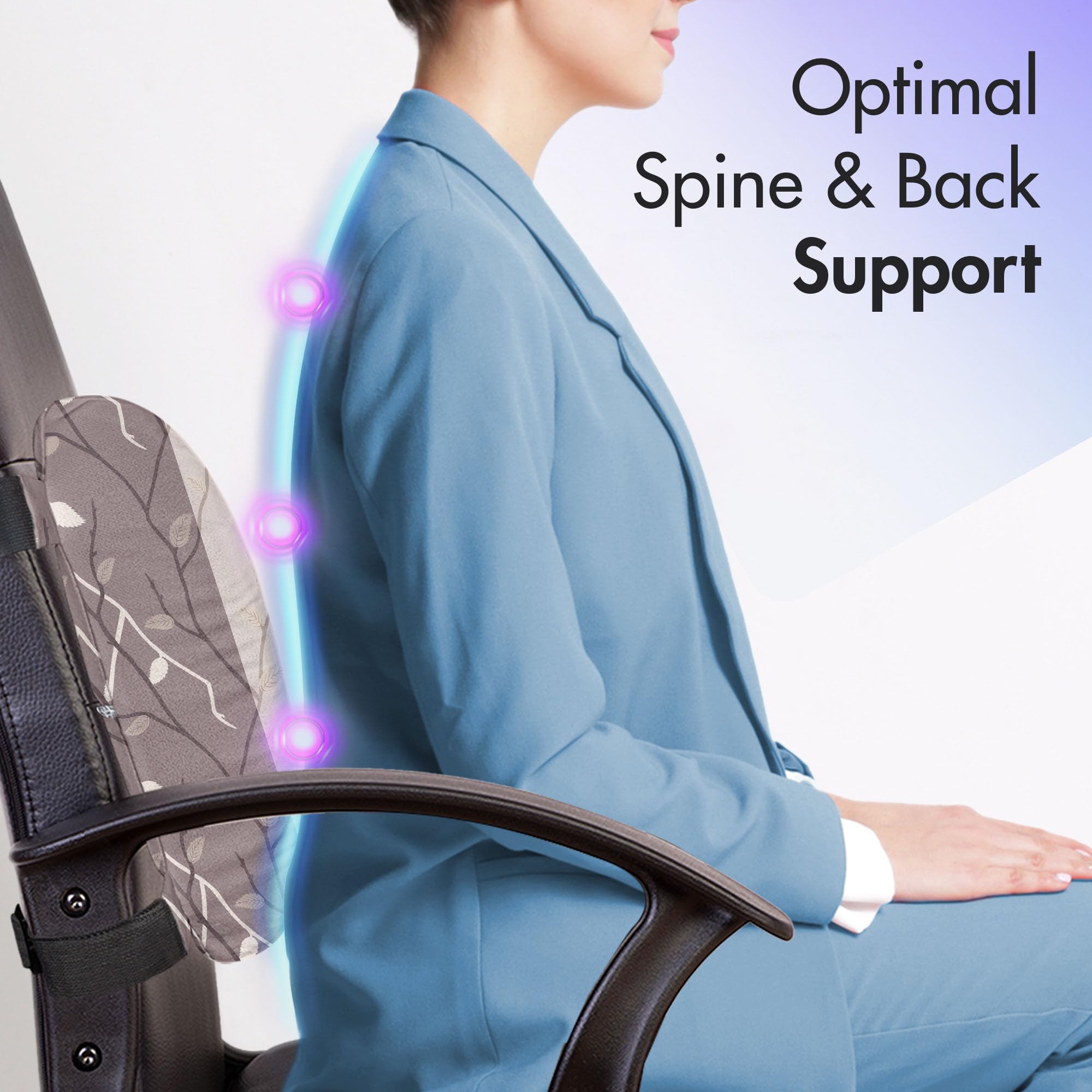 Ambesonne Floral Lumbar Support Pillow - High Density Foam Back Cushion for Office Chair & Car Seat (14