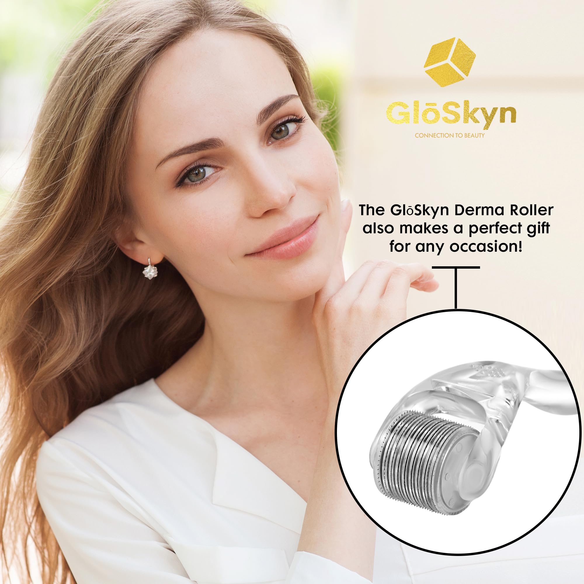 GlSkyn Derma Roller for Face, Scalp & Beard - 0.25mm Microneedling Roller with 540 Titanium Needles for Skin Rejuvenation, Hair Growth & Beard Care - Perfect for At-Home Skincare Routine & Beauty Treatments