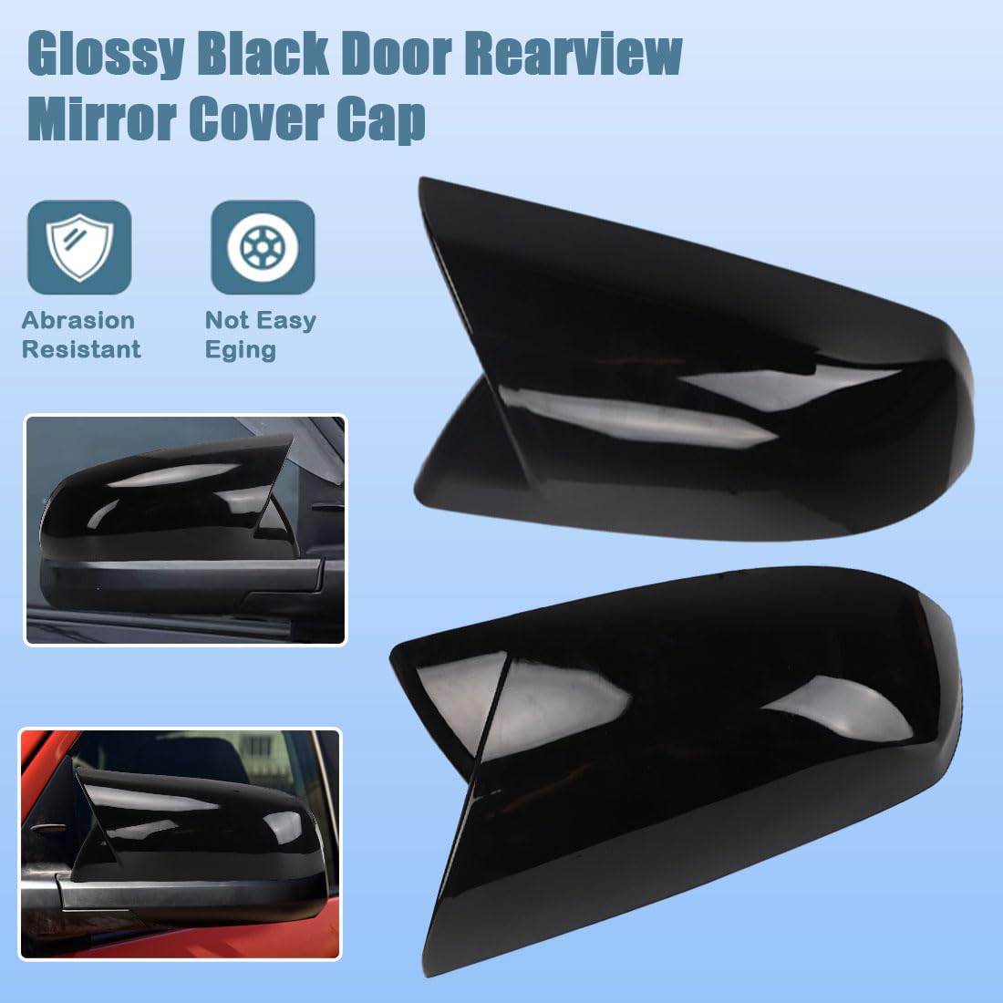 XITER Glossy Black Rear View Side Mirror Cover & Cap Compatible with Toyota Tundra 2007-2021 & Sequoia 2008-2020 - Perfect for Off-Roading, Daily Commuting and Enhanced Vehicle Style