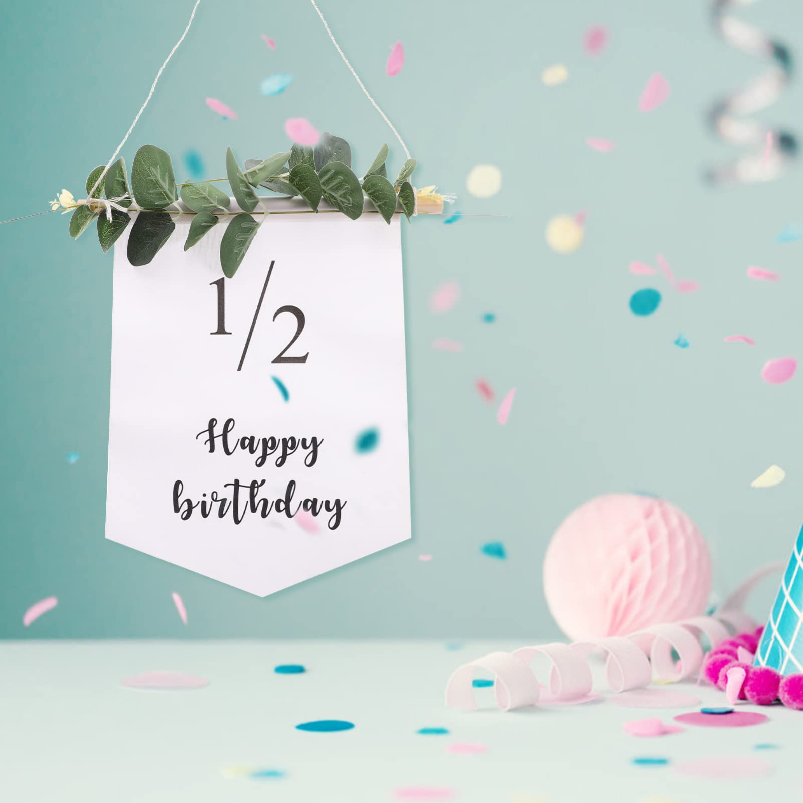 6 Month Birthday Banner Set - Half Birthday Decorations for Baby Boy - 1/2 Year Old Party Flags & Banners - Perfect for First Birthday Celebrations, Baby Showers, and Milestone Photo Backdrops