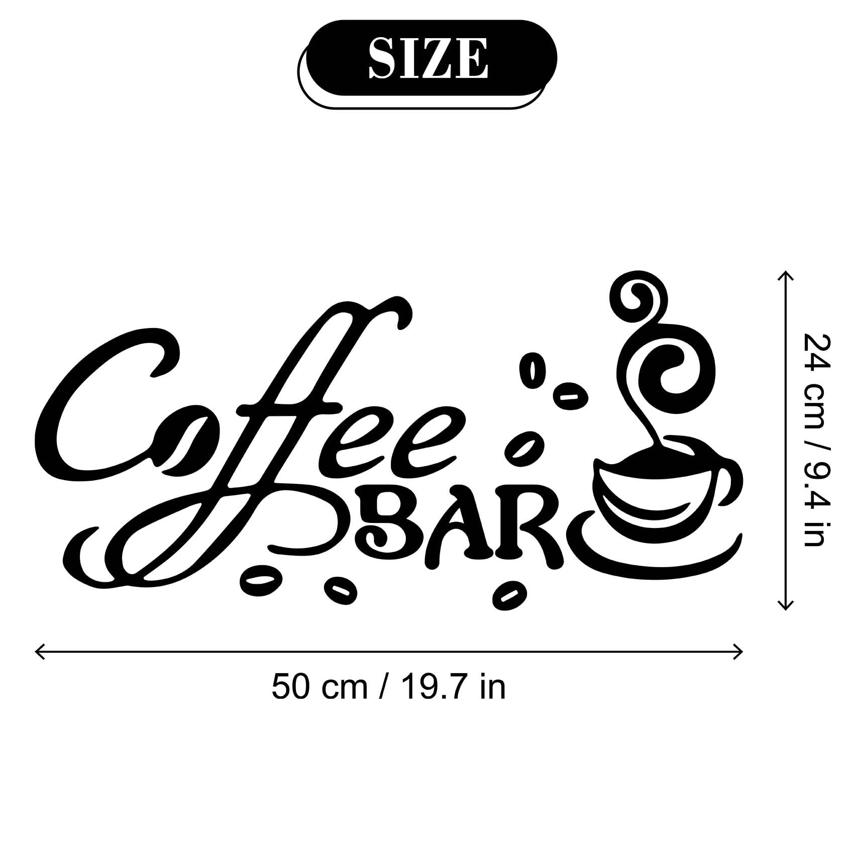 Vinyl Coffee Bar Wall Decals - Coffee Station Decor Stickers for Kitchen, Restaurant & Office - 50x24cm Cafe Wall Art - Perfect for Coffee Shops, Pubs & Home Bar Decor