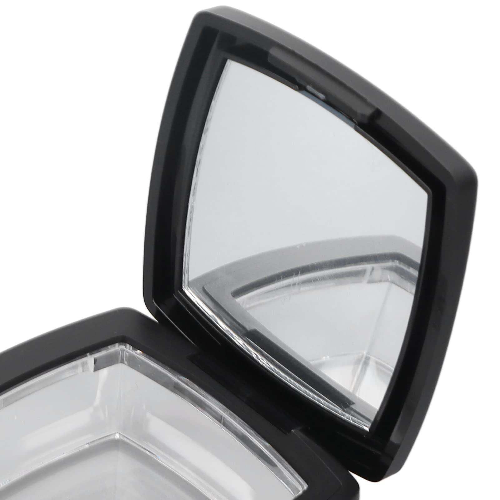 Refillable Empty Powder Box with Mirror & Spoon - Black Cosmetic Storage Case for Loose Makeup Powder | Travel-Friendly Compact Organizer for Makeup Artists & On-the-Go Touch Ups