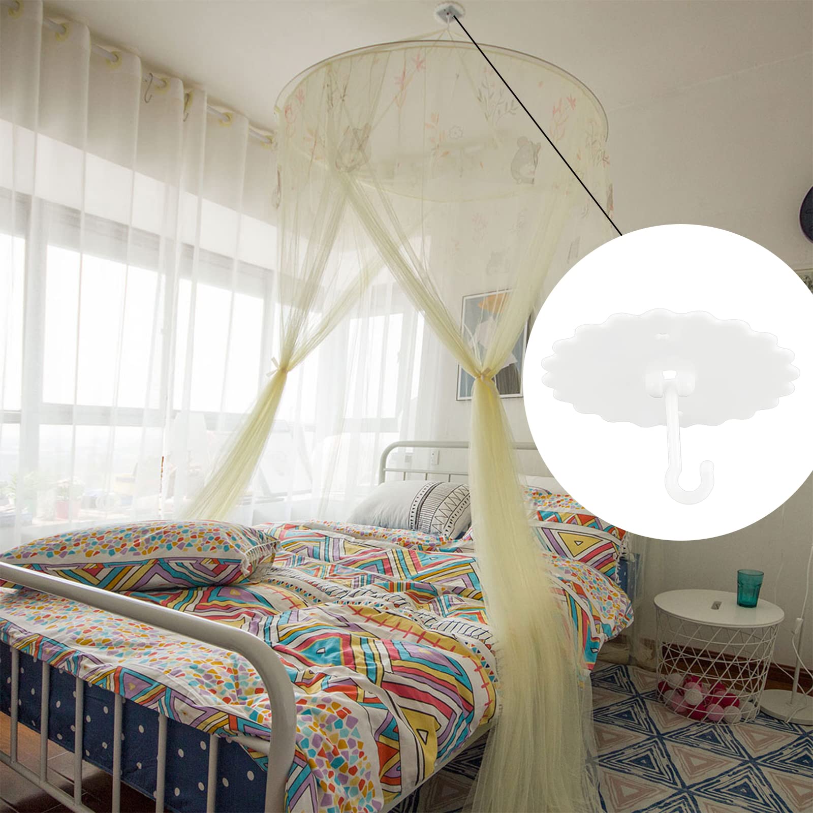 GORGECRAFT 2-Pack Heavy Duty Ceiling Hooks for Mosquito Nets - Bunk Bed Canopy Hangers with Super Strong Adhesive - Perfect for Bedroom, Dorm, Camping & Outdoor Use