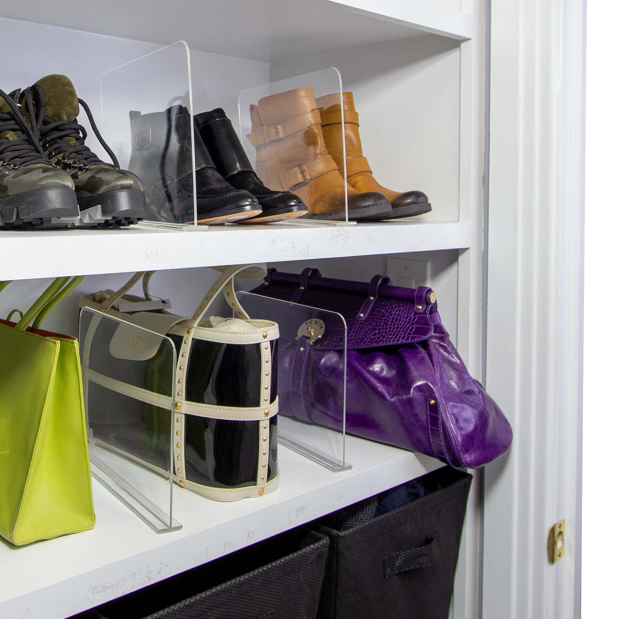 Acrylic Clear Shelf Dividers for Closet Organization - 6 Pack (8