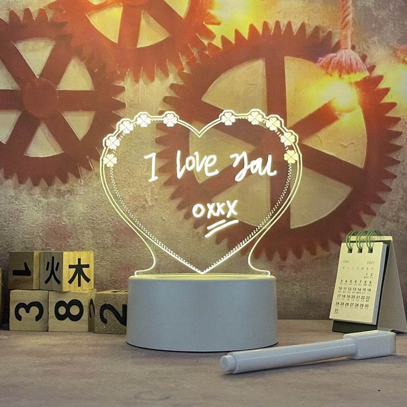 GlowWriter - Cute Kawaii LED Message Board Lamp for Bedroom, Desk & Nightstand - Customizable Light-Up Display for Notes, Quotes & Decor