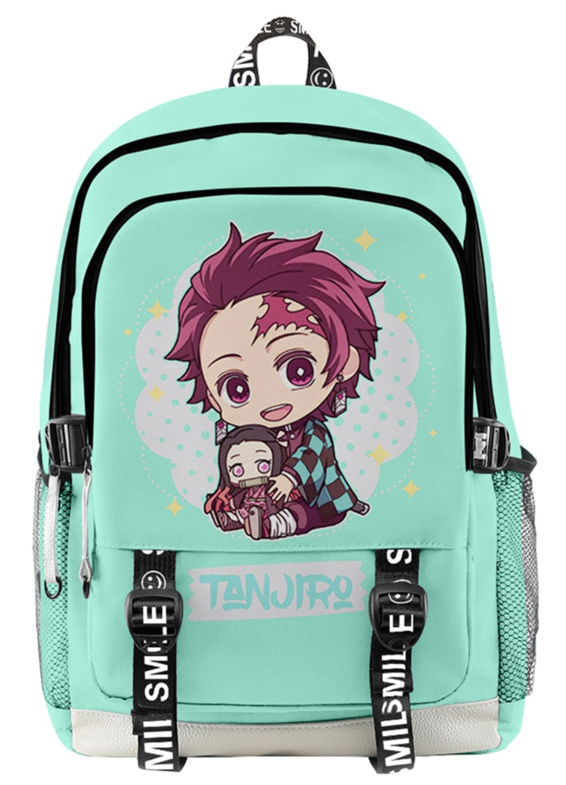 **Anime Nezuko Print Backpack - Large Capacity Manga Cosplay Daypack (Green Tanjirou) - Perfect for School, Travel & Anime Conventions**