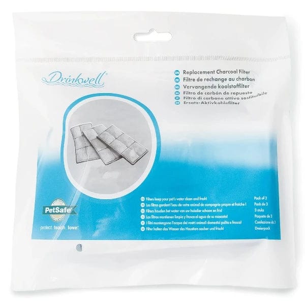Drinkwell Premium Replacement Carbon Filters for Pet Water Fountains - 3 Pack | BPA-Free Activated Charcoal Water Filters for Cats & Dogs | Improves Water Taste & Reduces Odors | Compatible with Most Pet Drinking Fountains - Perfect for Home, Office or Travel Use