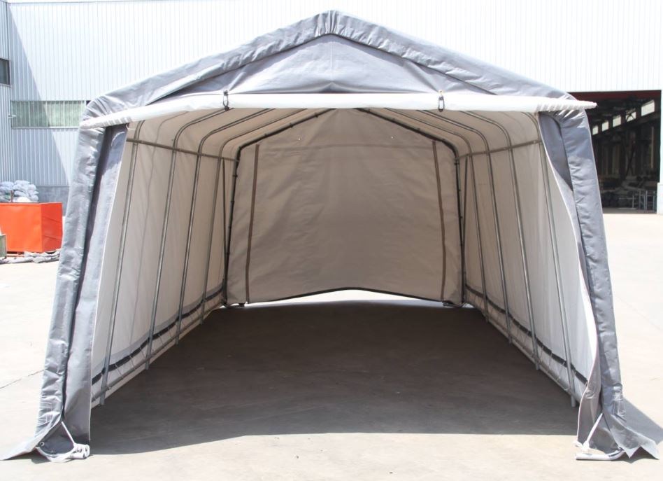 12x20x9 FT Heavy Duty Storage Building with 14.5 oz Premium PVC Cover - Weatherproof Outdoor Shed for Garden Tools, Lawn Equipment & Backyard Storage