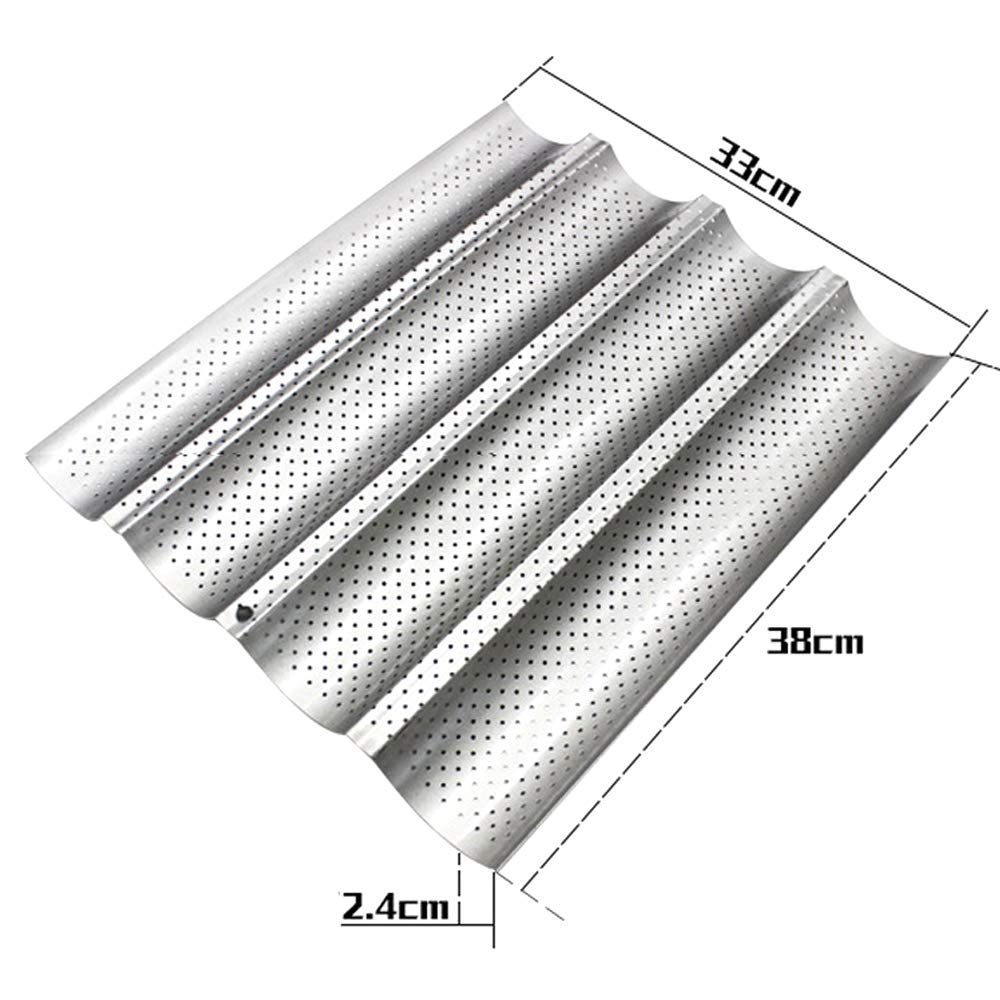 Non-Stick Perforated Baguette Bread Pan - Professional French Bread Baking Supplies for Home & Commercial Use - Perfect for Artisan Loaves, French Baguettes & Homemade Bread Baking
