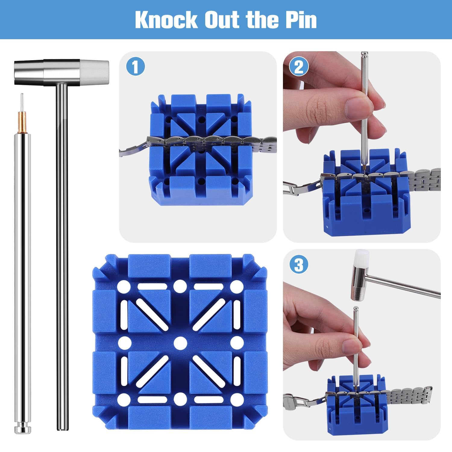 Professional Watch Link Removal Tool Kit - Adjust & Resize Watch Bands Easily | Watch Bracelet Sizing Kit with Pin Pusher | Perfect for Watch Repair, DIY Adjustments & Jewelry Maintenance