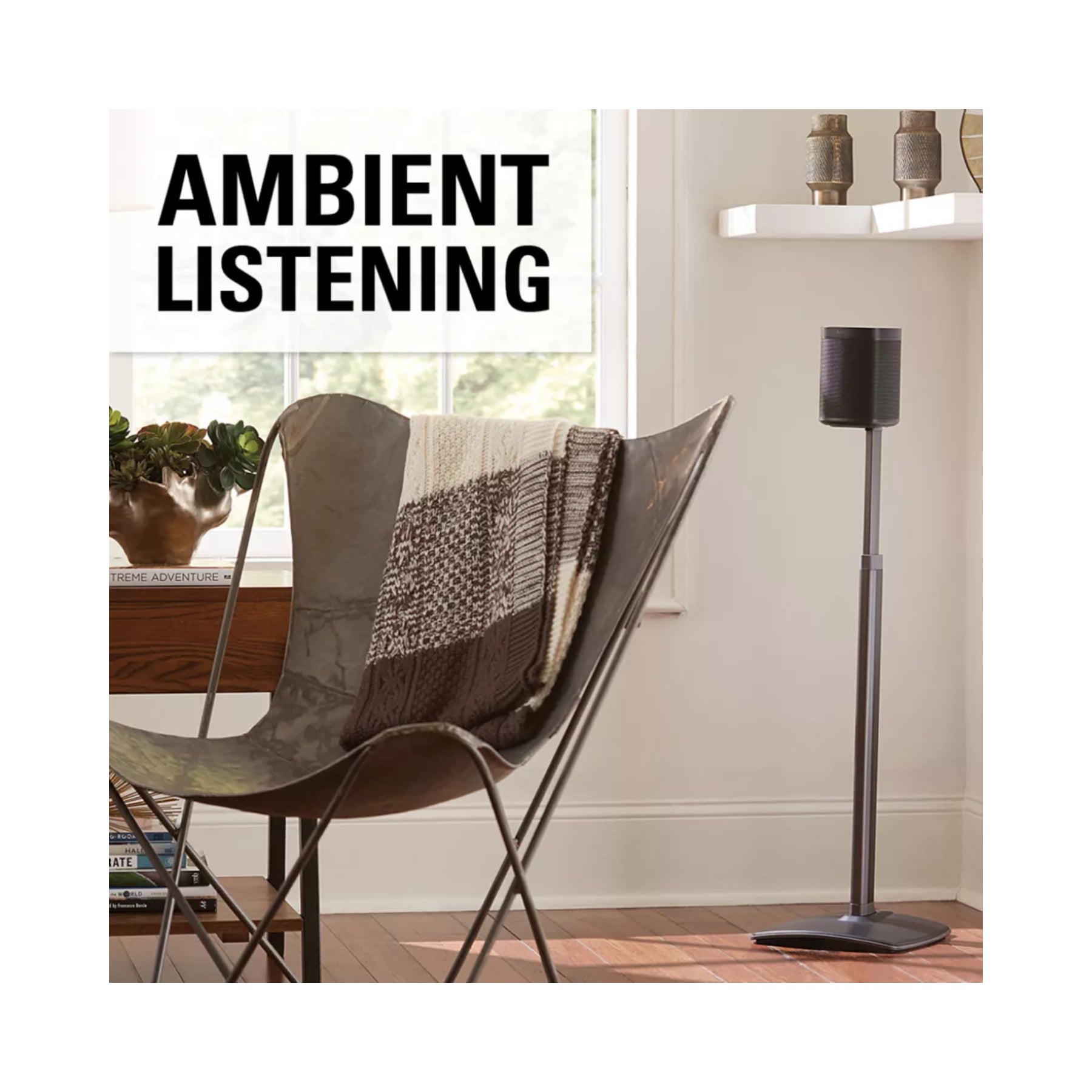 Sanus WSSA1 Adjustable Speaker Stand for Sonos One, Play1 & Play 3 - Premium Height-Adjustable Mount for Home Theater, Gaming & Music Listening