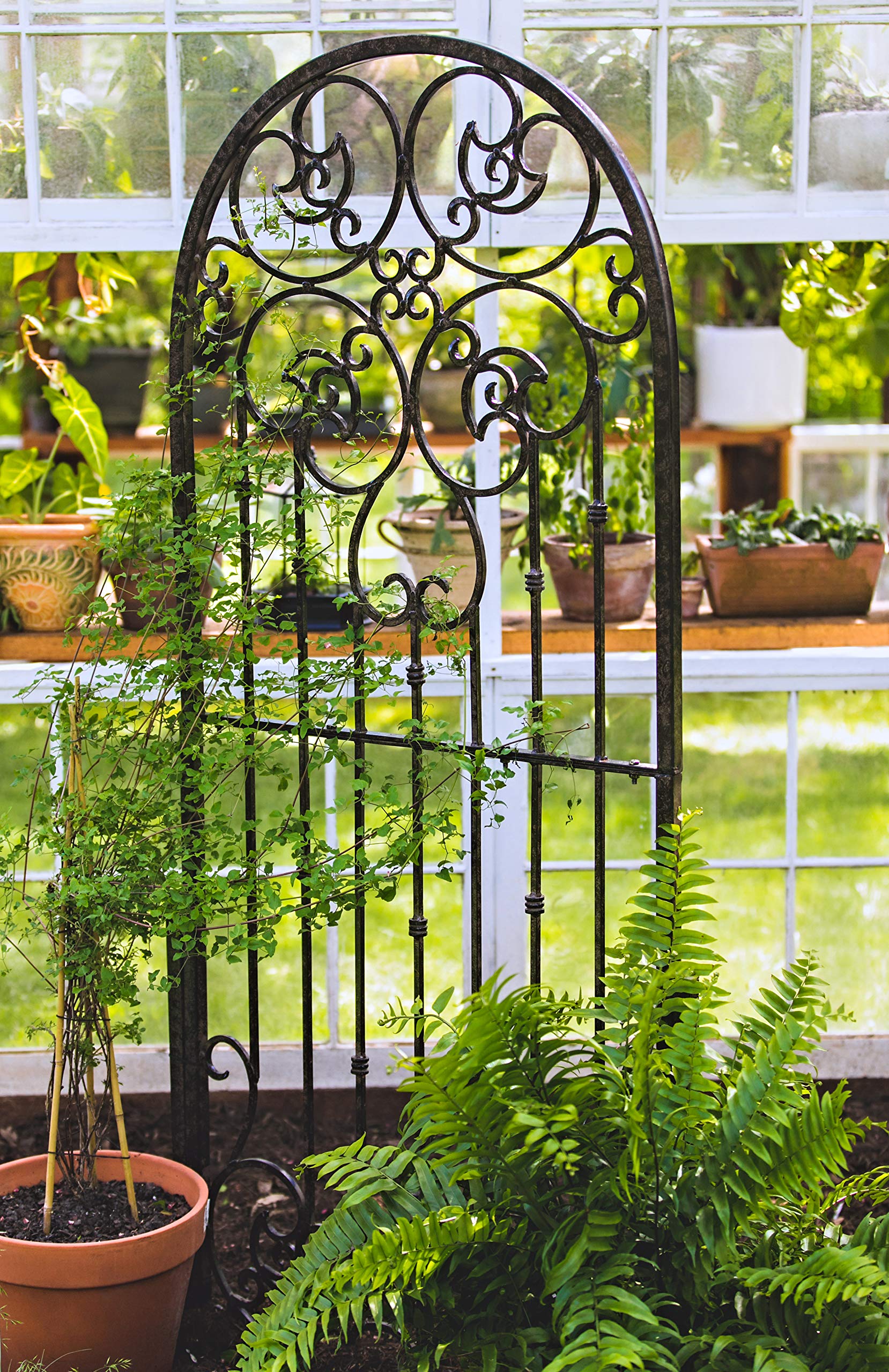 Metal Wrought Iron Garden Trellis for Climbing Plants - Outdoor Wall Panel for Vines, Flowers & Vertical Gardening - Perfect for Patio, Fence, and Backyard Decor