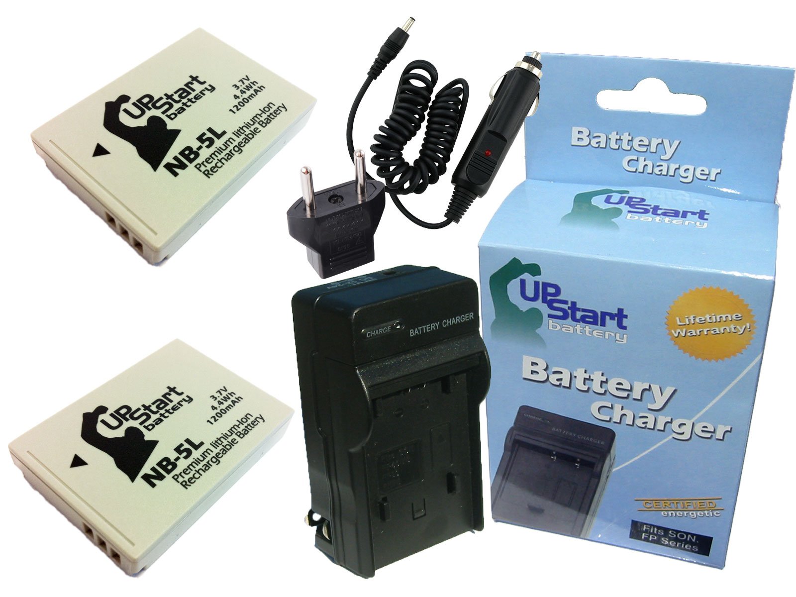 2 Pack Replacement Battery & Charger for Canon PowerShot SD900 - Compatible with Canon NB-5L Digital Camera (1200mAh 3.7V Li-ion) - Includes Car & EU Adapters - Perfect for Travel Photography & Backup Power